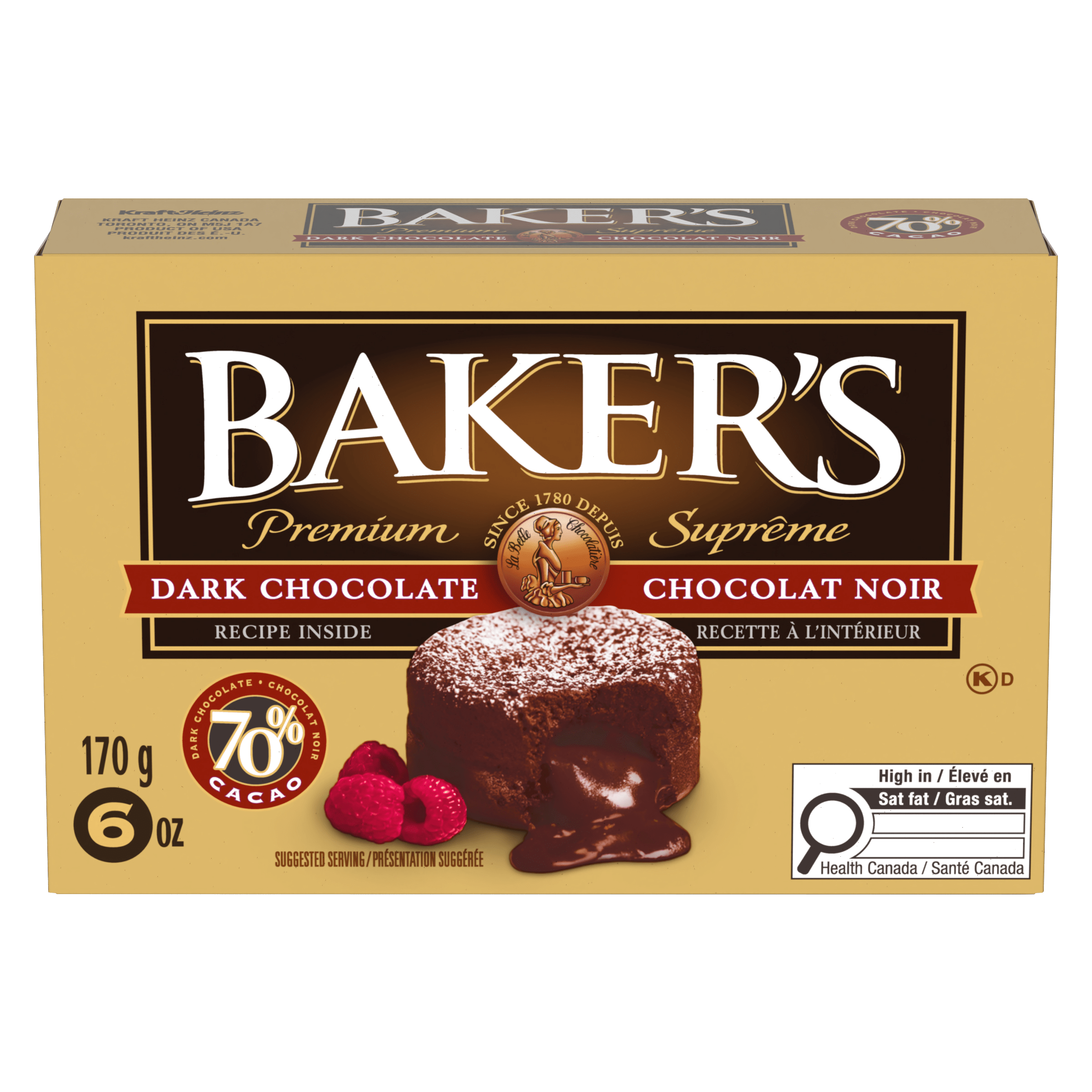 Barre de chocolat noir 70 % cacao pour la cuisson