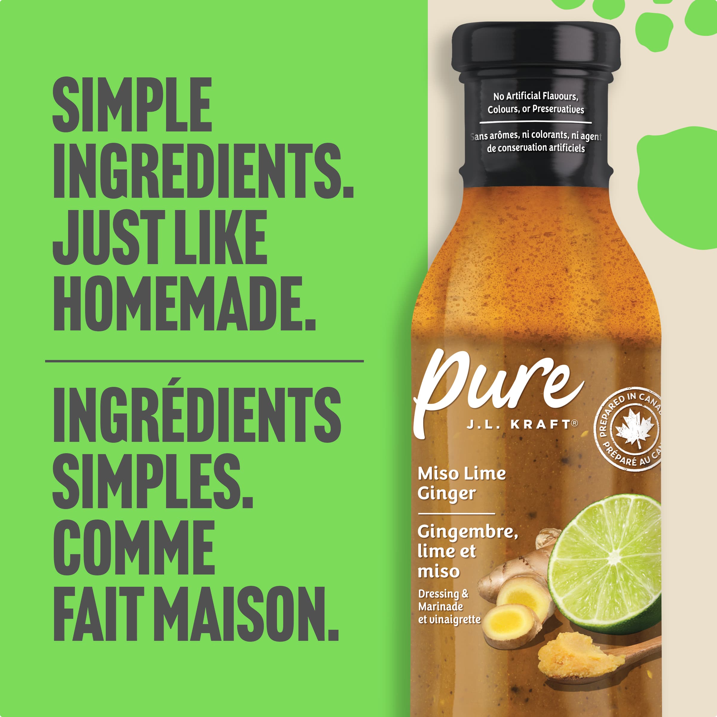 Vinaigrette et marinade miso lime et gingembre