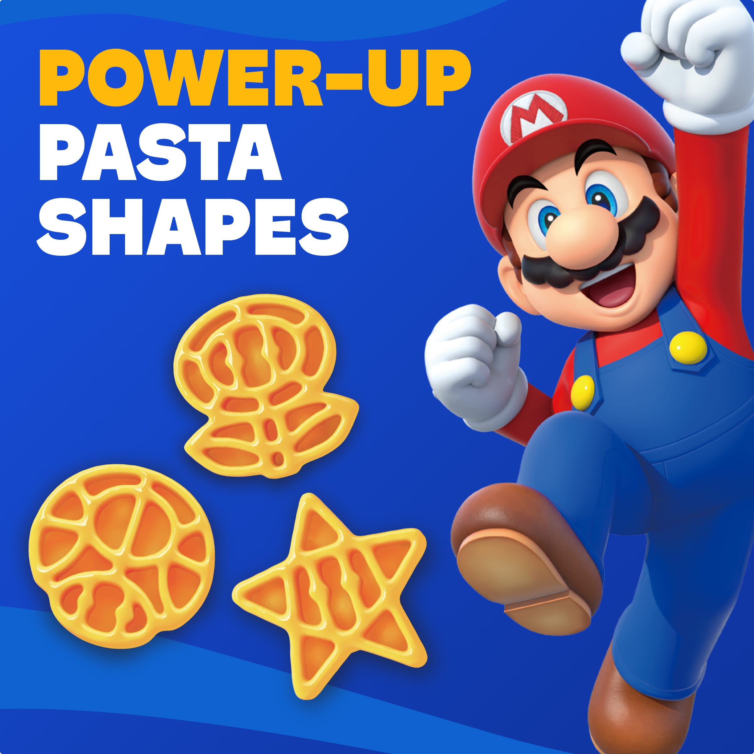 macaroni au fromage Super Mario formes de pâtes Power-Up