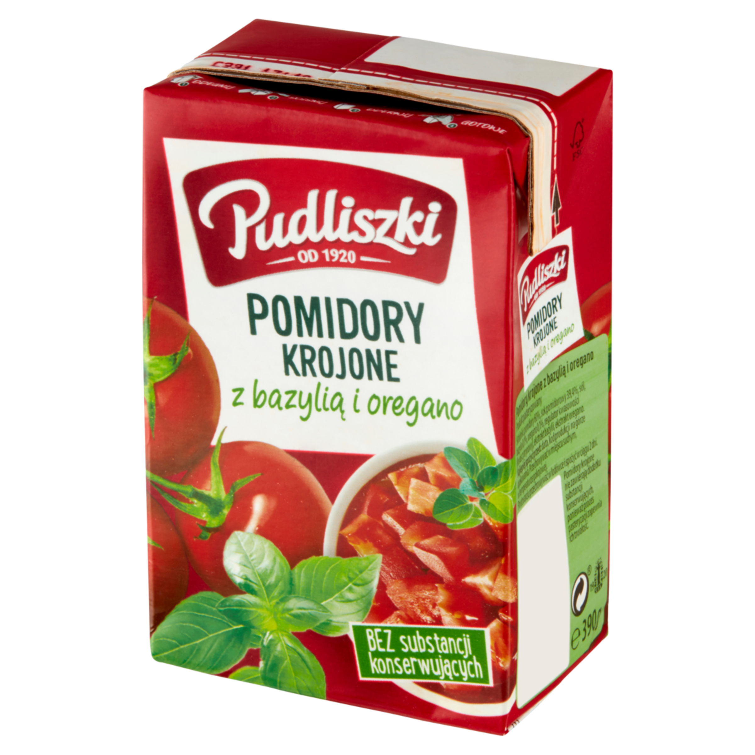 Pomidory krojone z bazylią i oregano 390 g
