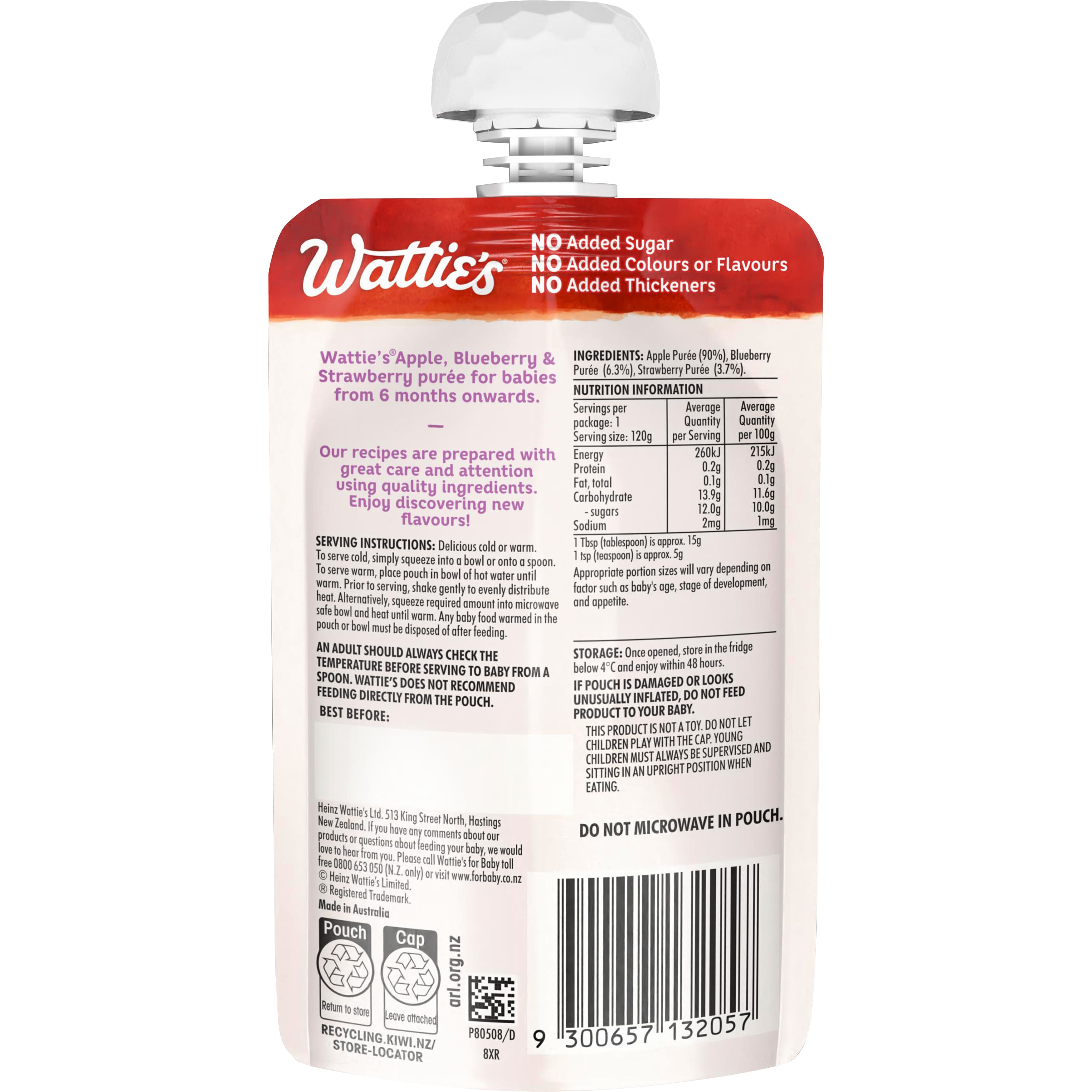 Wattie's® Apple, Blueberry & Strawberry 6+ months 120 g