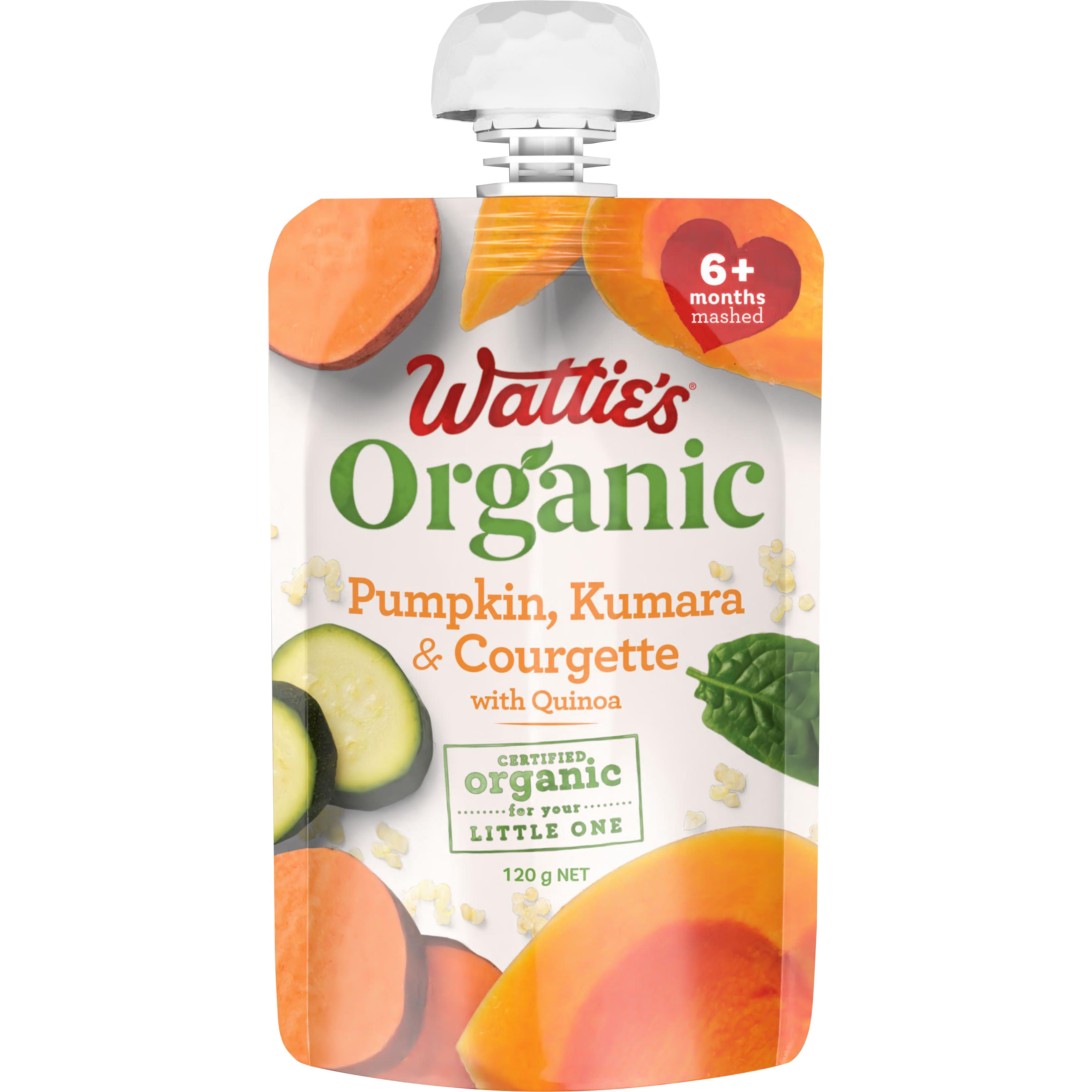 Wattie's® Organic Pumpkin, Kumara & Courgette with Quinoa 6+ months 120 g