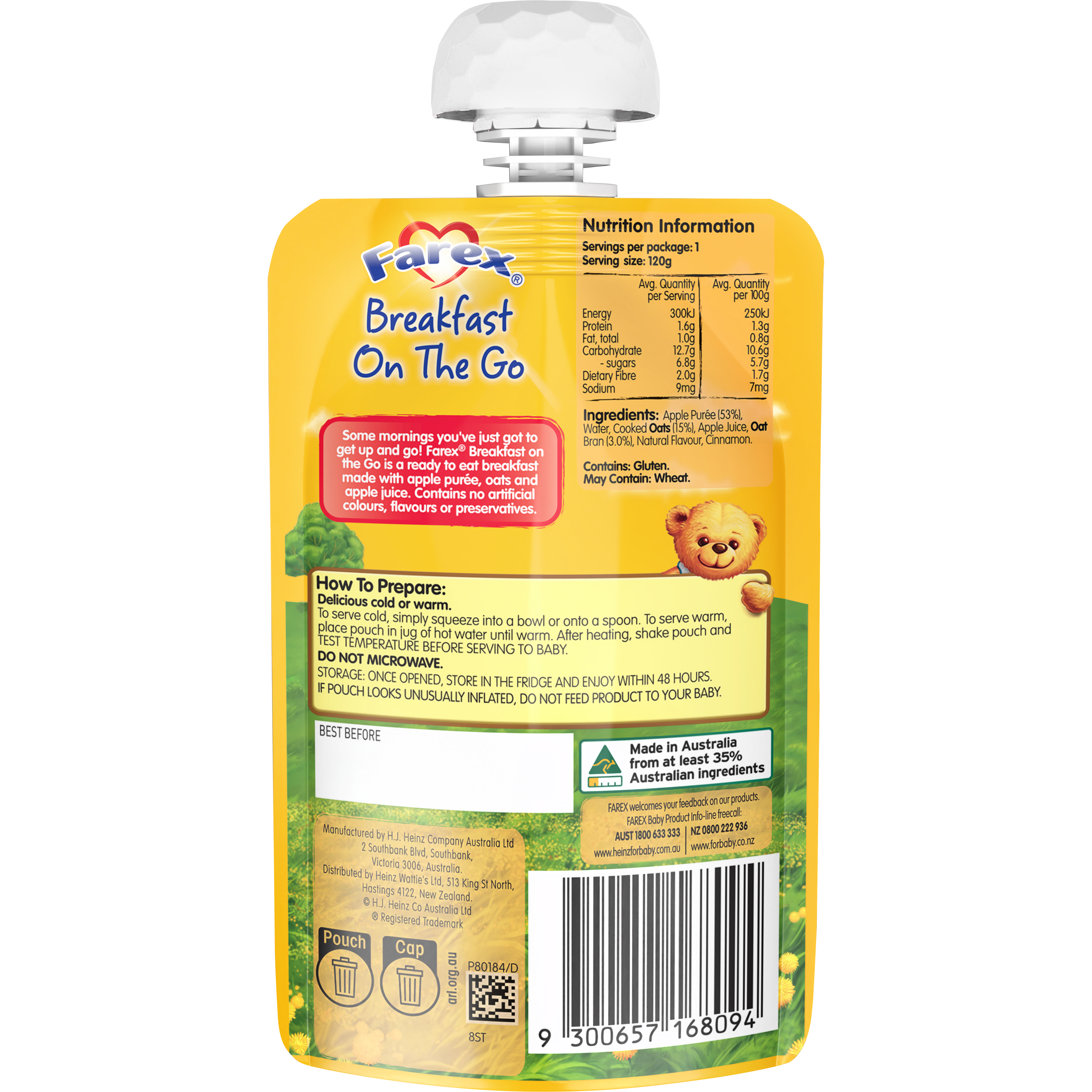 Farex® Breakfast On The Go Apple & Oatmeal 6+ months 120 g