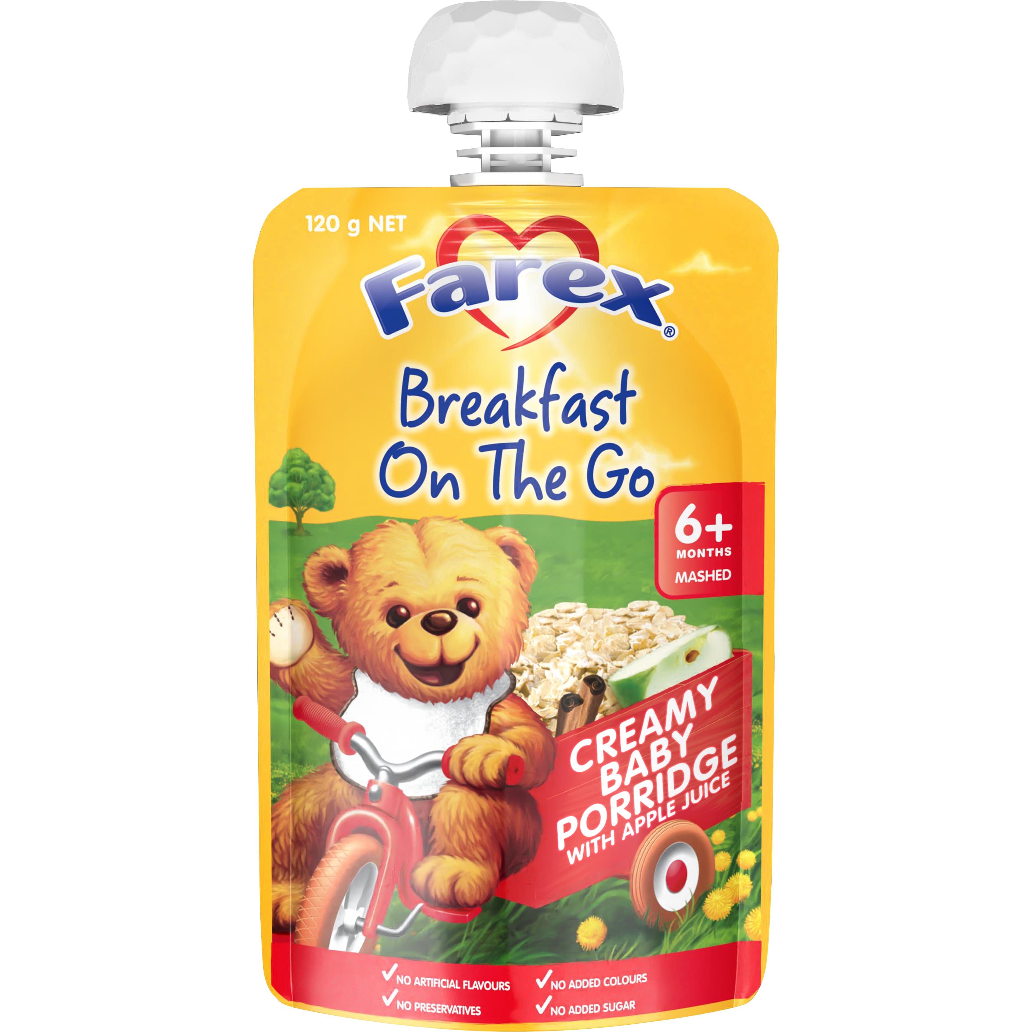 Farex® Breakfast On The Go Creamy Baby Porridge with Apple Juice 6+ months 120g NET