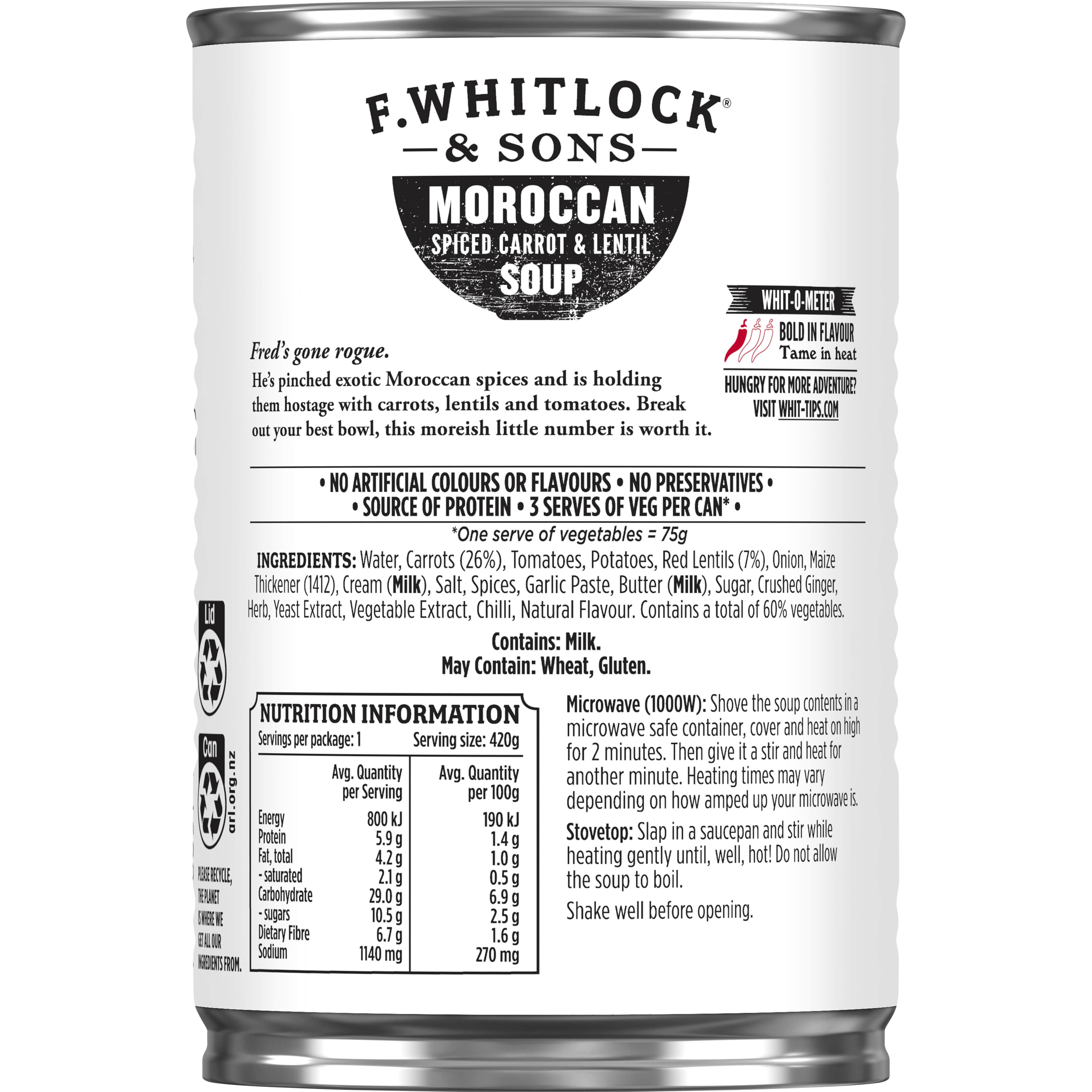 F. Whitlock & Sons® Moroccan Spiced Carrot & Lentil Soup 420g