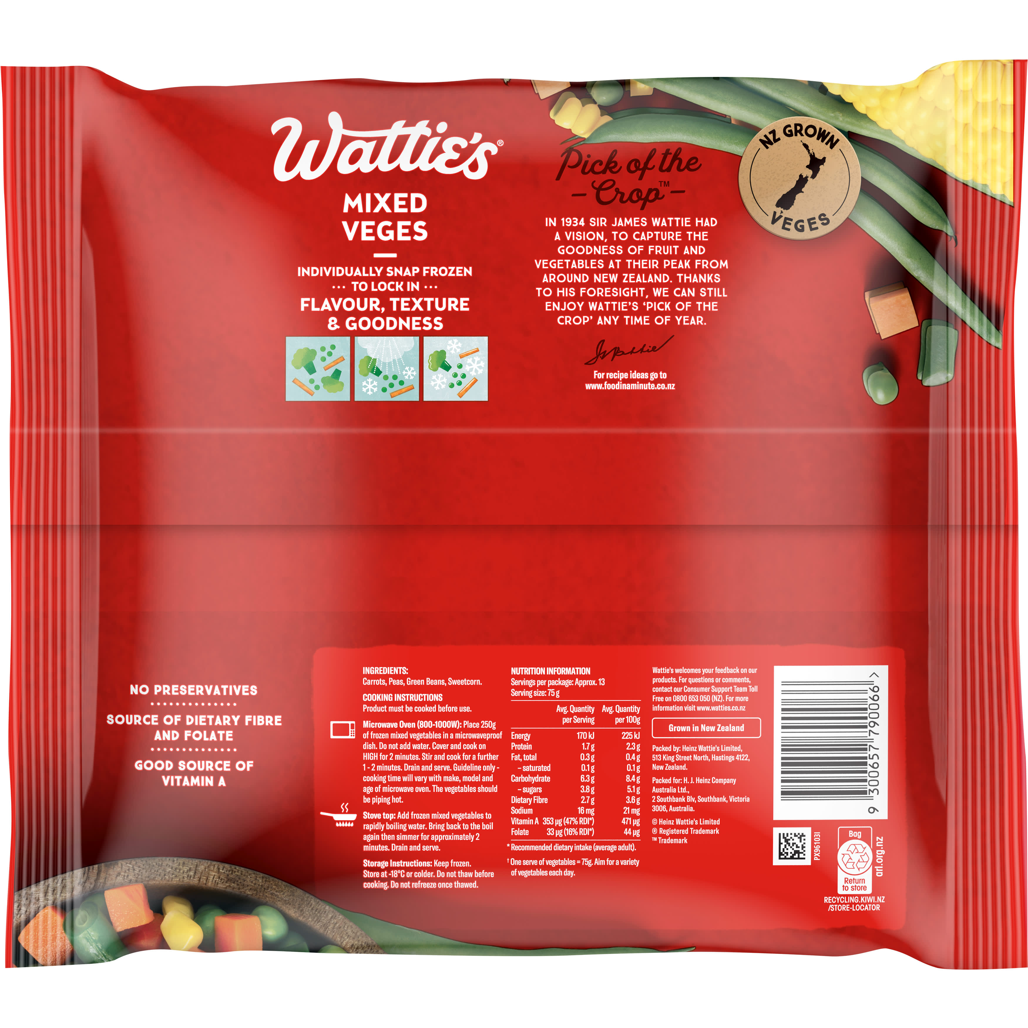 Wattie's® Mixed Veges 1 kg