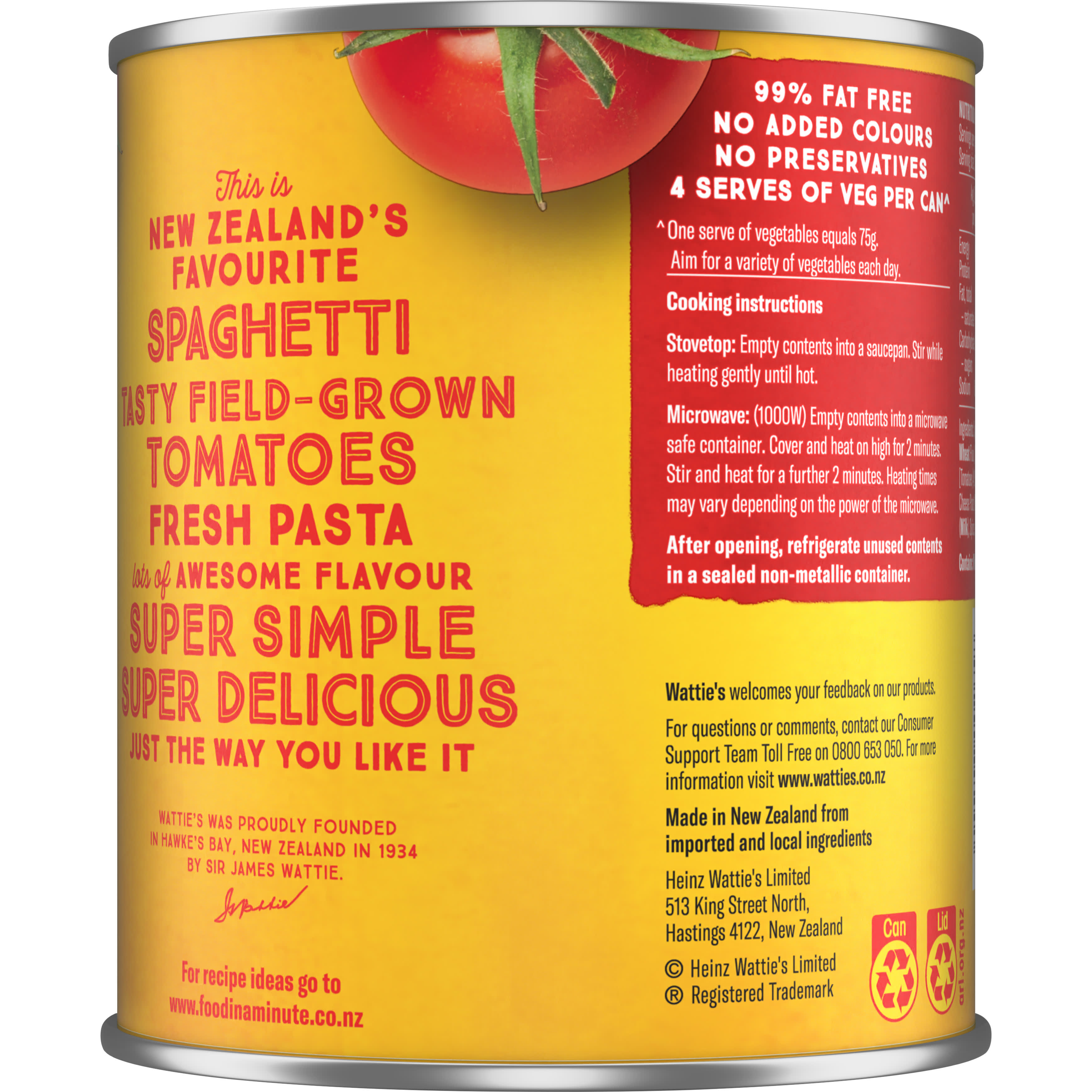 Wattie's® Spaghetti in Rich Tomato Sauce 820g