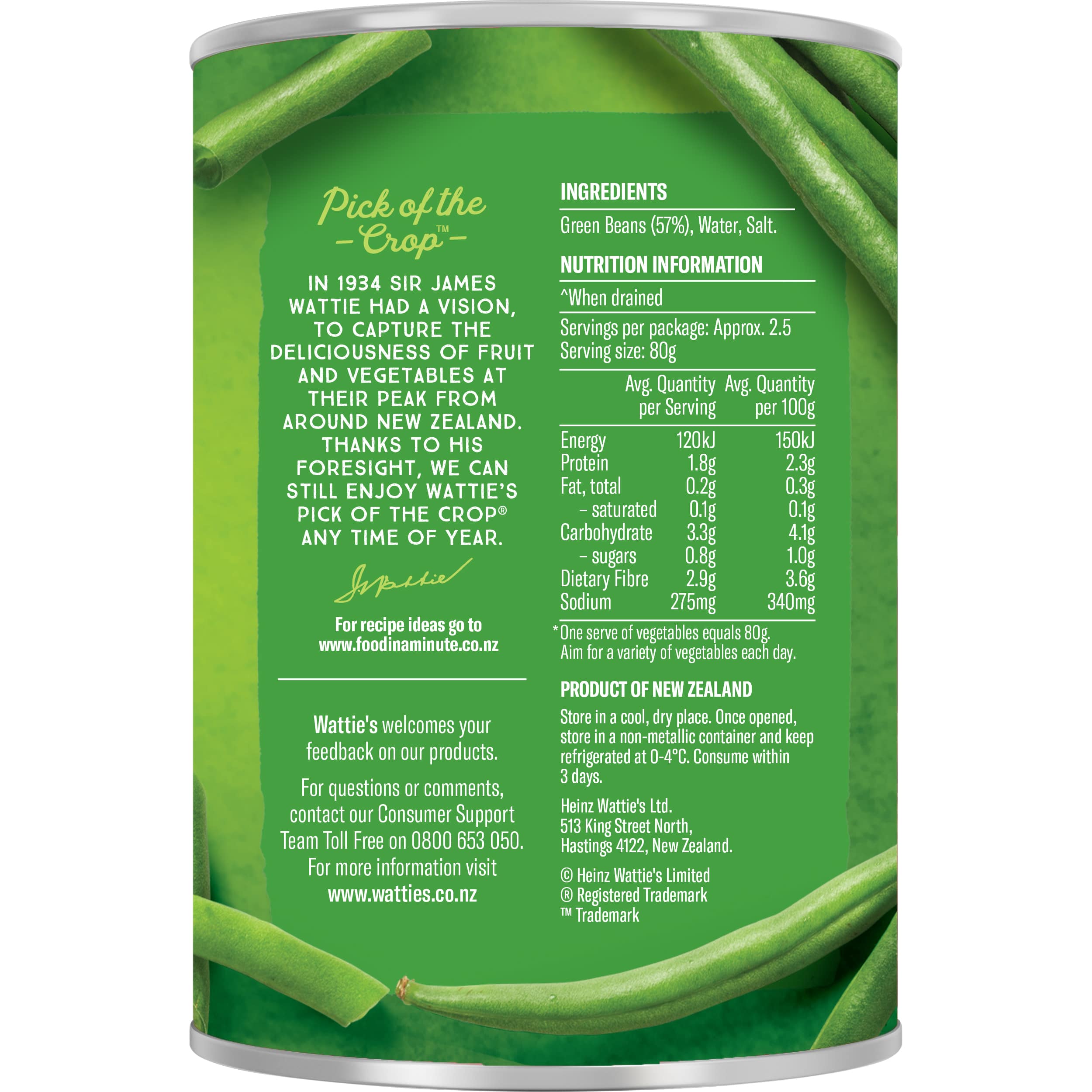 Wattie's® Green Beans Sliced 410g
