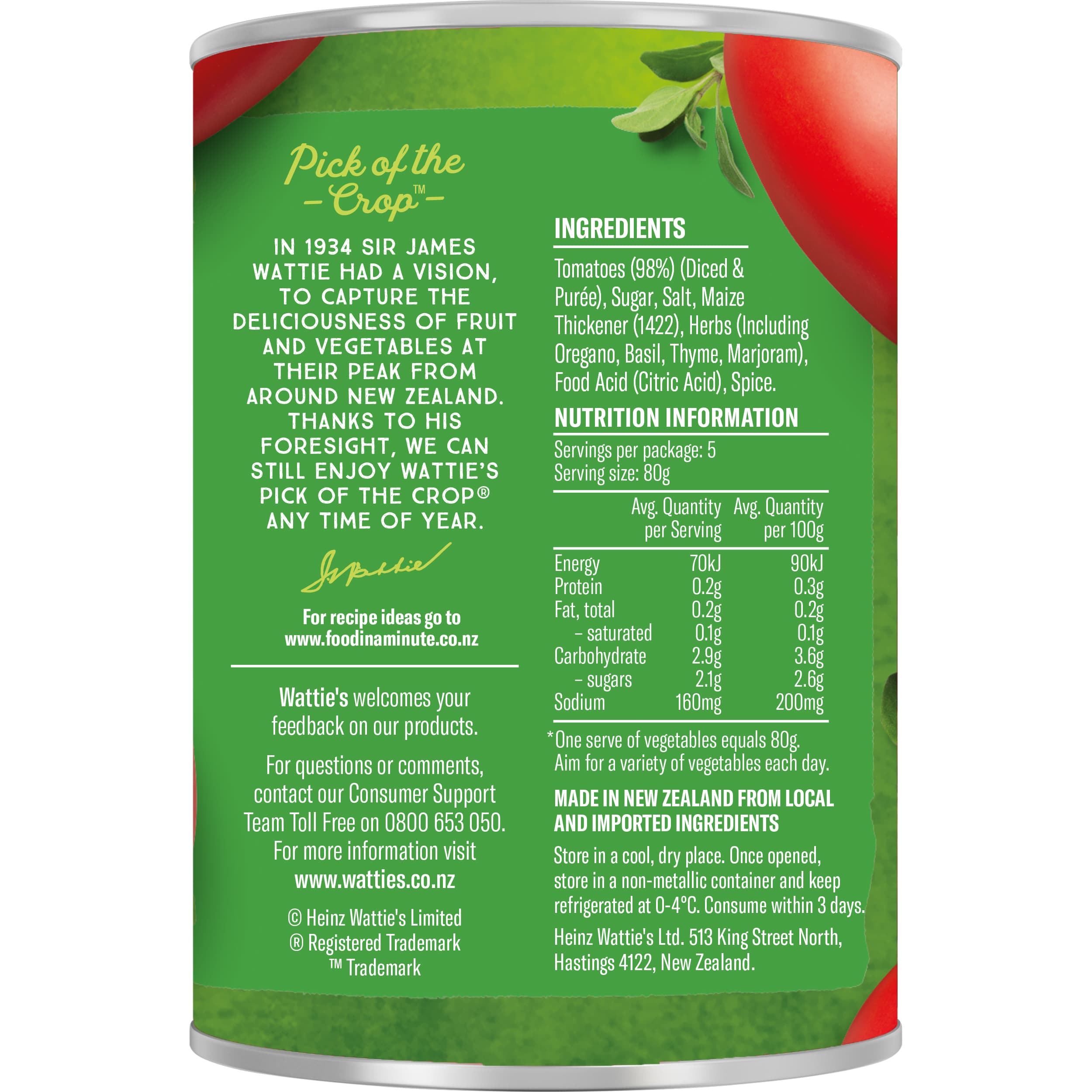 Wattie's® Tomatoes Italian Style 400g