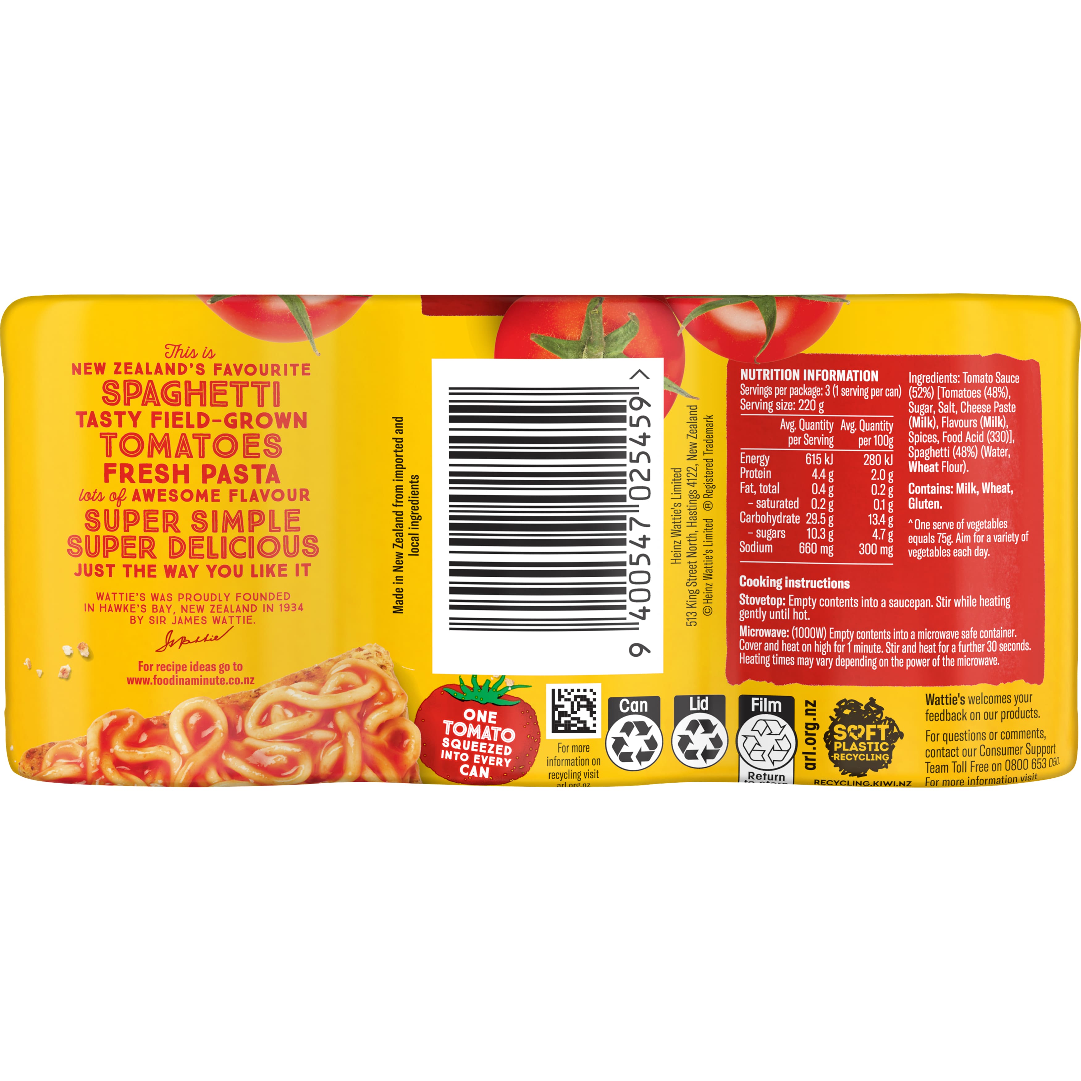 Wattie's® Spaghetti in Rich Tomato Sauce 220g
