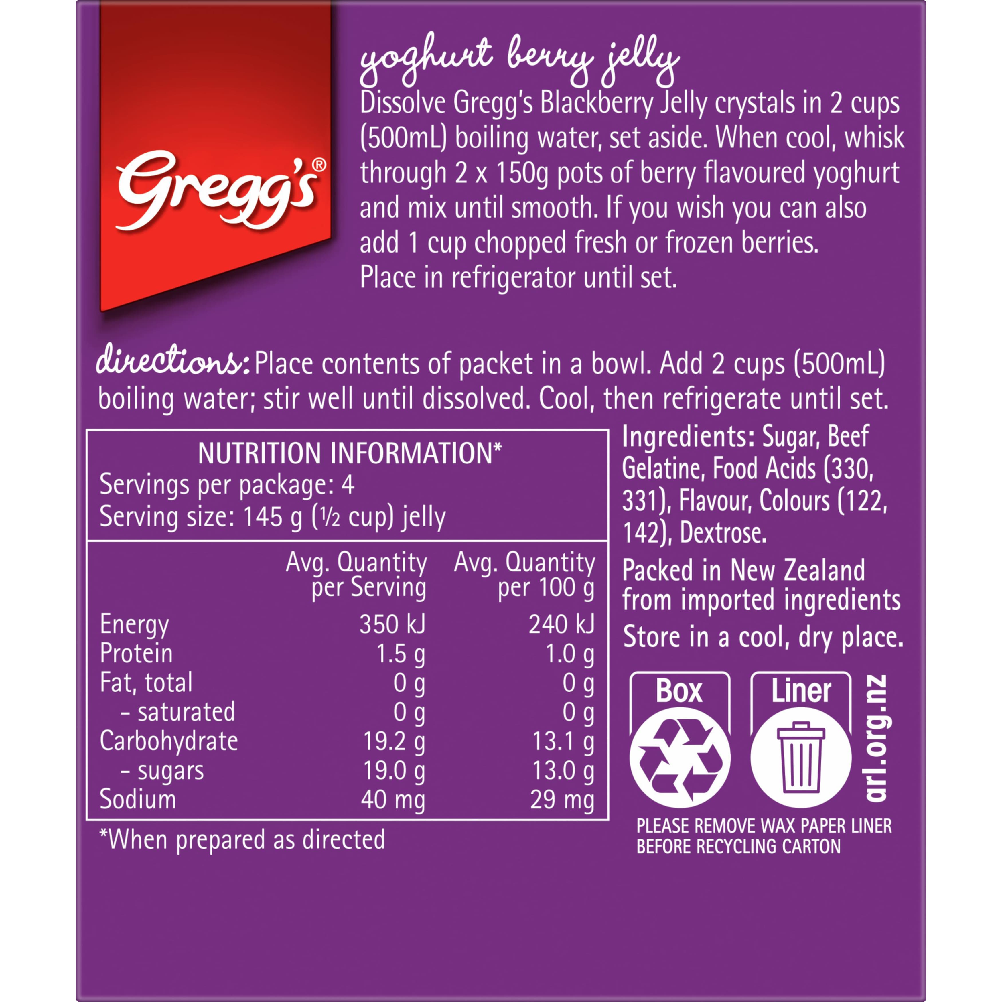 Gregg's® Blackberry Flavoured Jelly Crystals 85 g