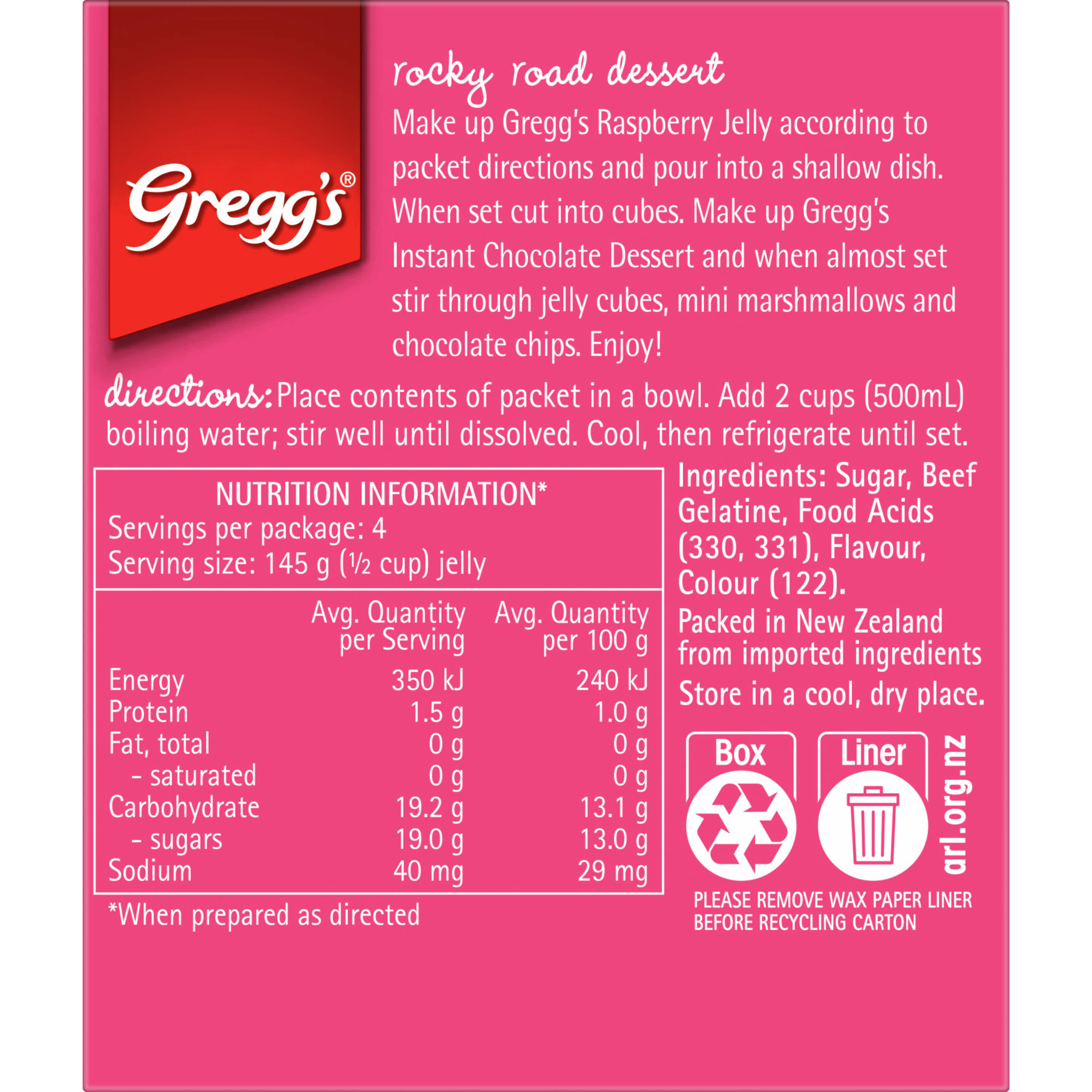 Gregg's® Raspberry Flavoured Jelly Crystals 85 g