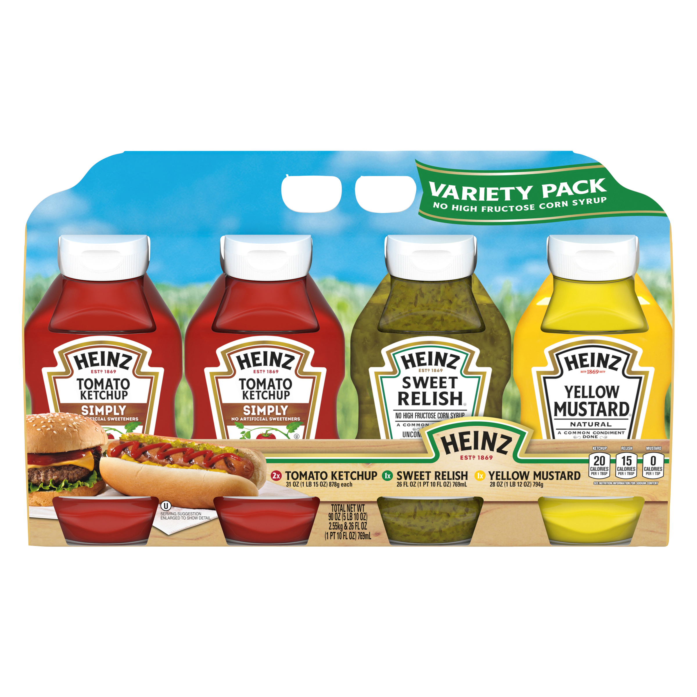 Simply Tomato Ketchup, Sweet Relish & Yellow Mustard Picnic Variety Pack