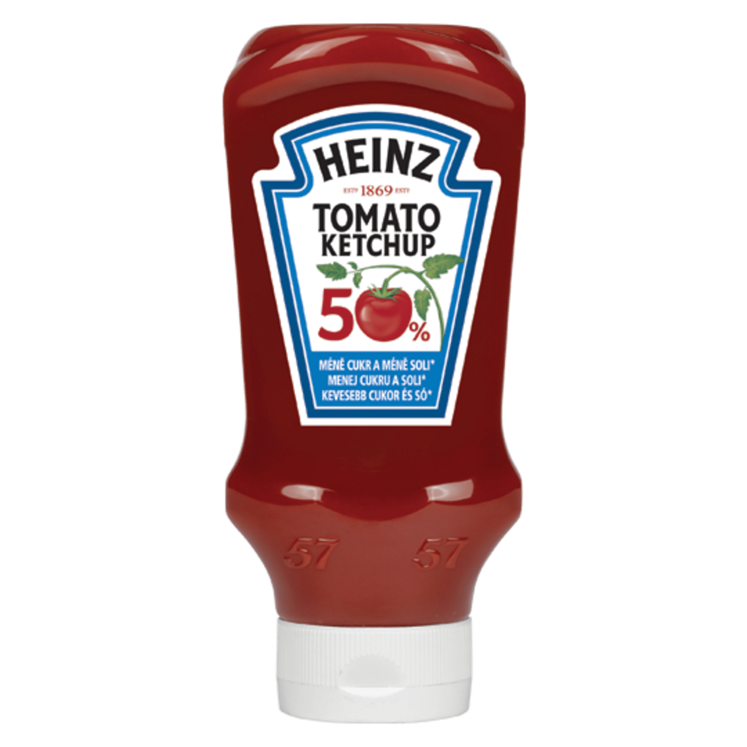 Rajčatový kečup o 50 % méně cukru a soli