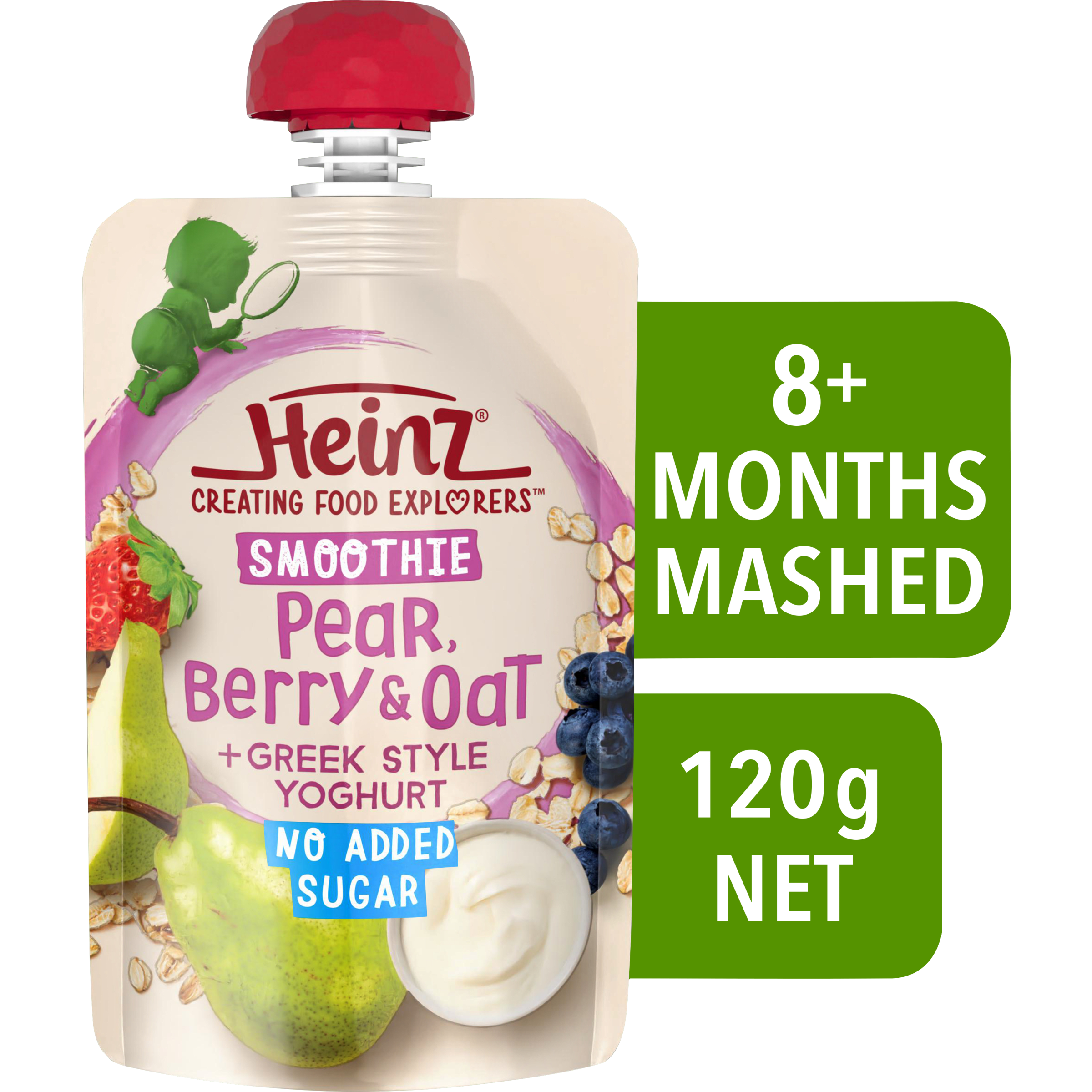 Heinz® Creating Food Explorers Smoothie  Pear, Berry & Oat + Greek Style Yogurt No Added Sugar 120g NET