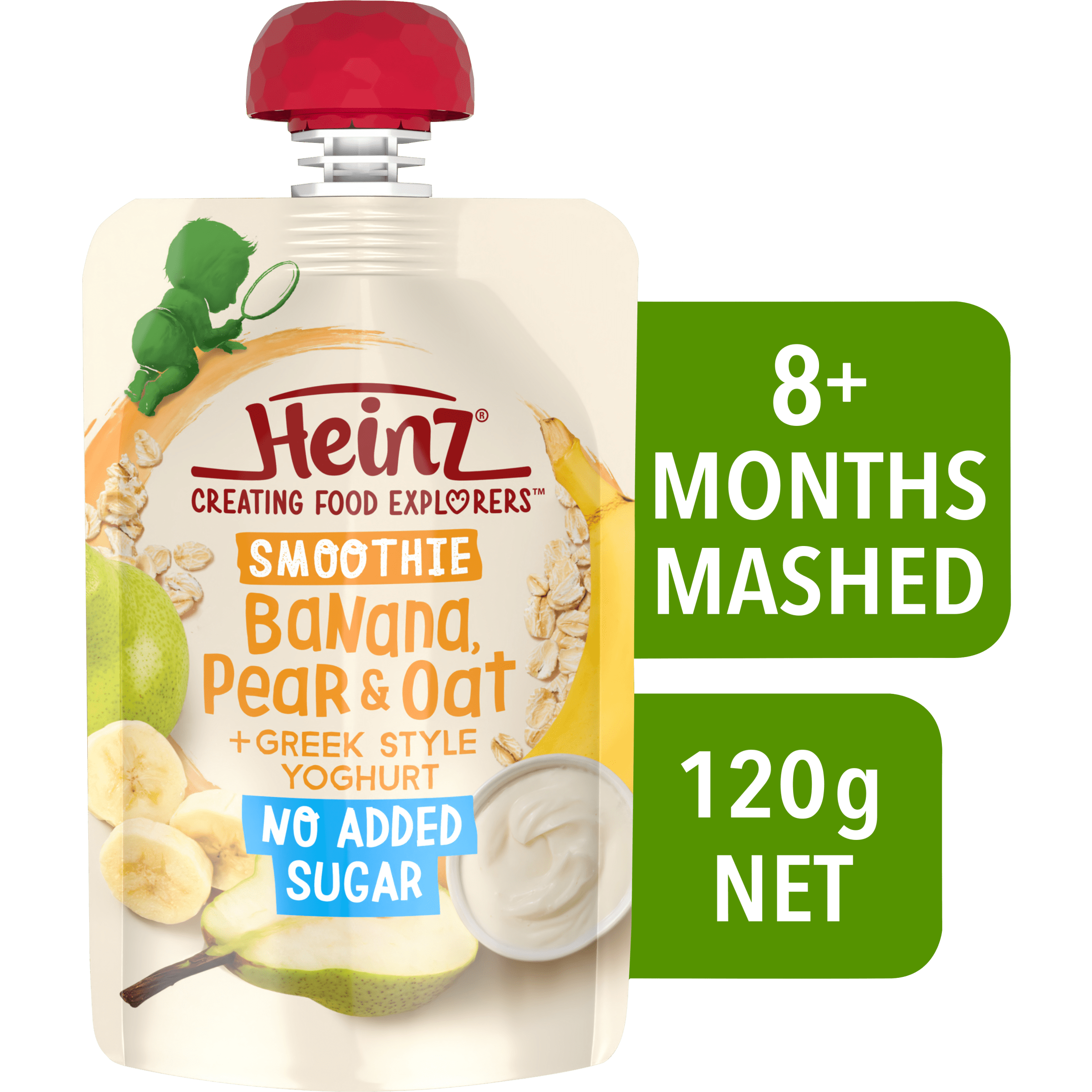 Heinz® Creating Food Explorers Smoothie  Banana, Pear & Oat + Greek Style Yogurt No Added Sugar 120g NET