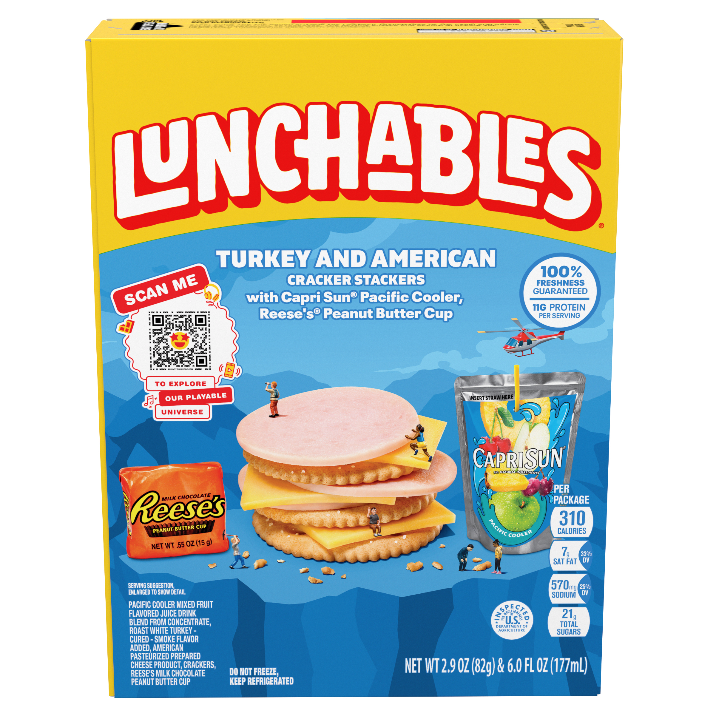 Turkey and American Cracker Stackers with Reese's Peanut Butter Cup and Capri Sun Pacific Cooler Snack Kit