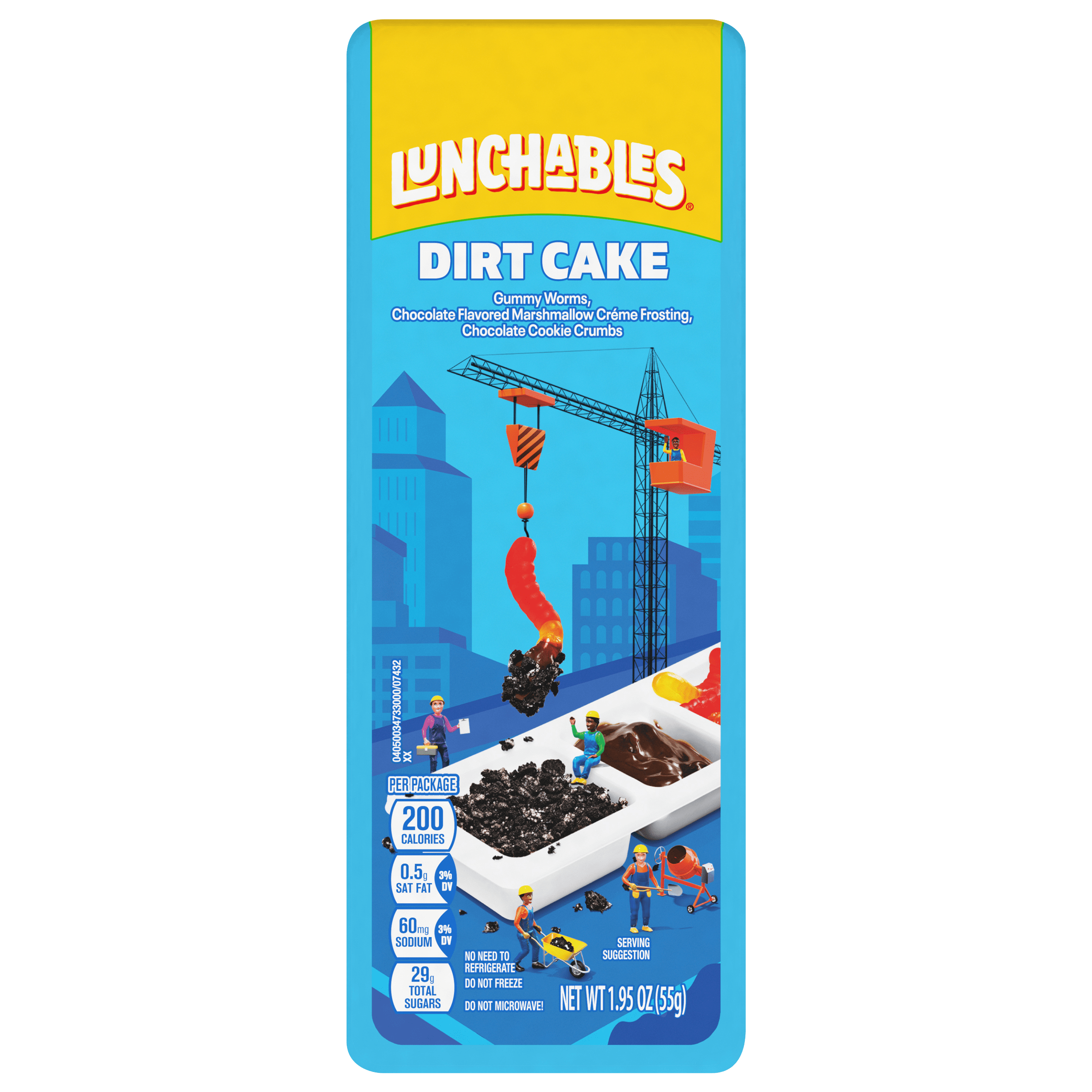 Dirt Cake with Gummy Worms, Chocolate Creme Frosting and Chocolate Cookie Crumbs Snack Kit