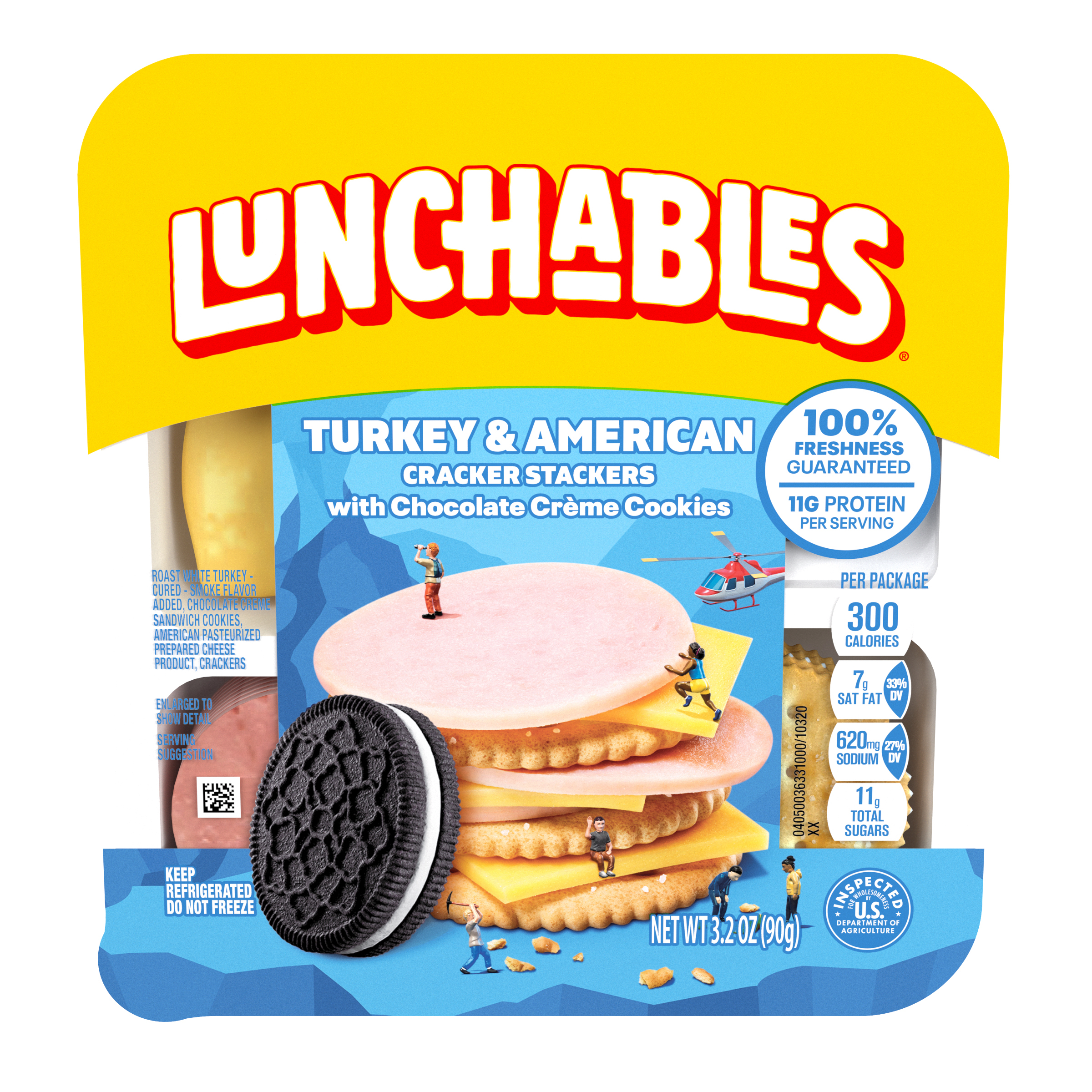 Turkey & American Cracker Stackers with Chocolate Creme Cookies Snack Kit