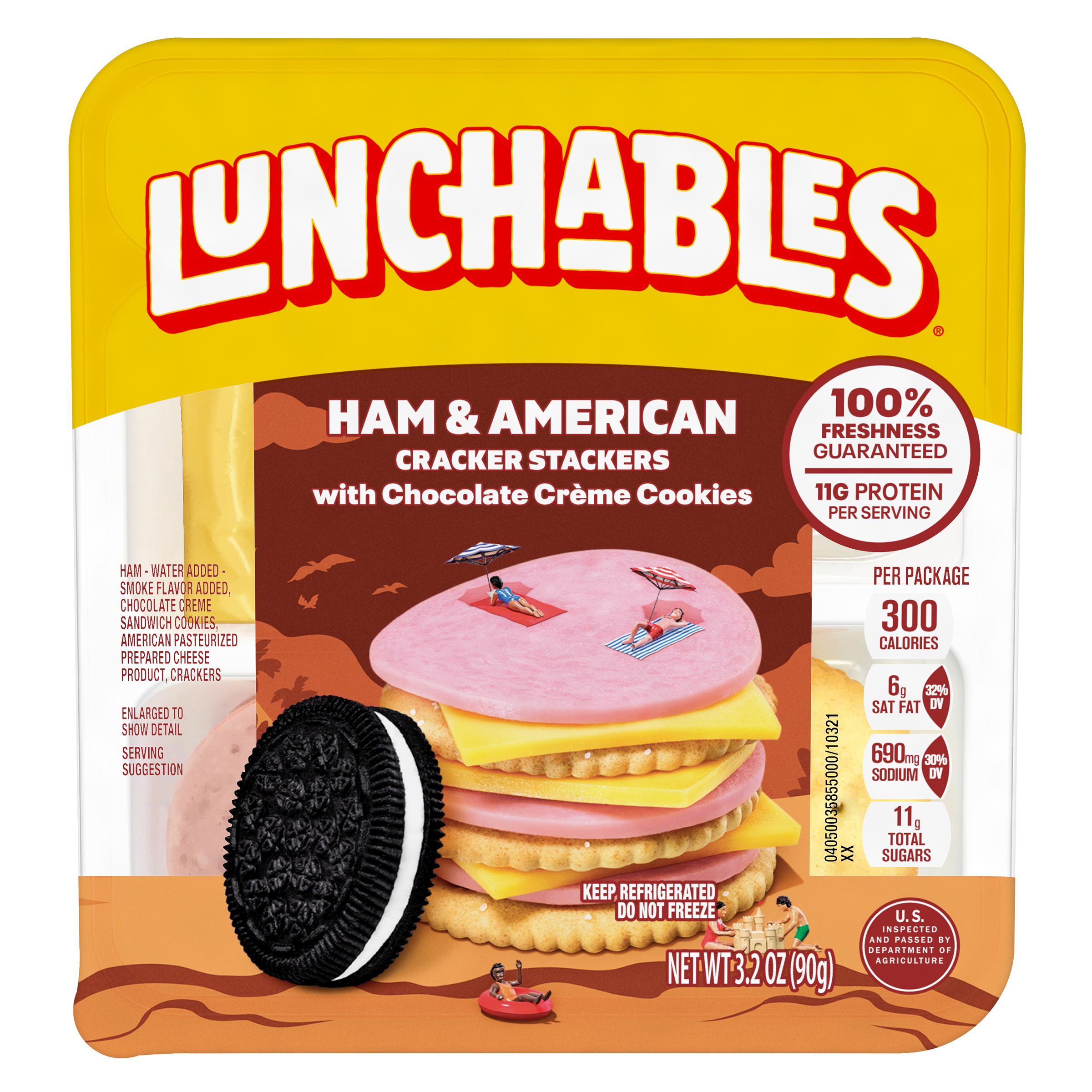 Ham & American Cheese Cracker Stackers Snack Kit Chocolate Sandwich Cookies