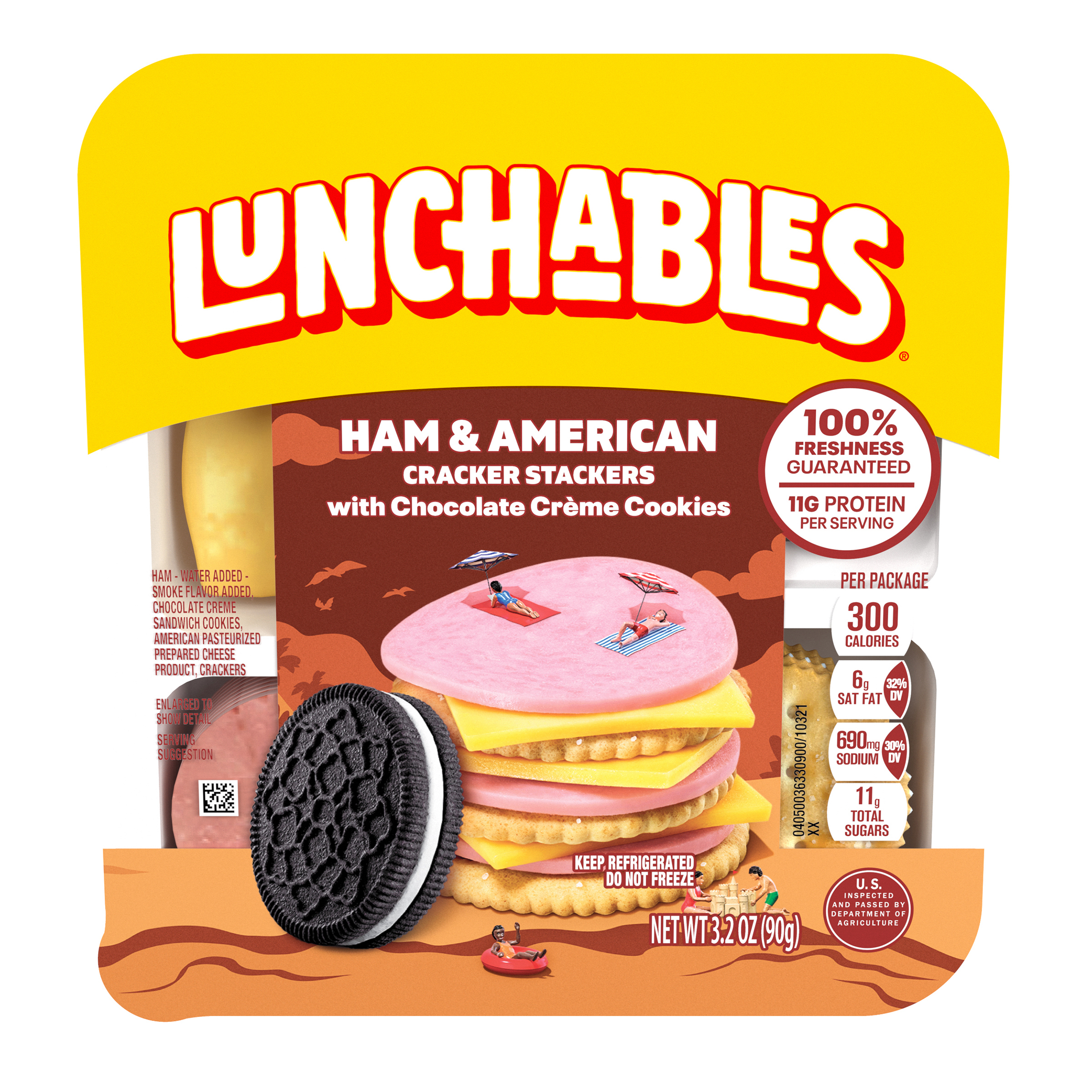 Ham & American Cracker Stackers with Chocolate Creme Cookies Snack Kit