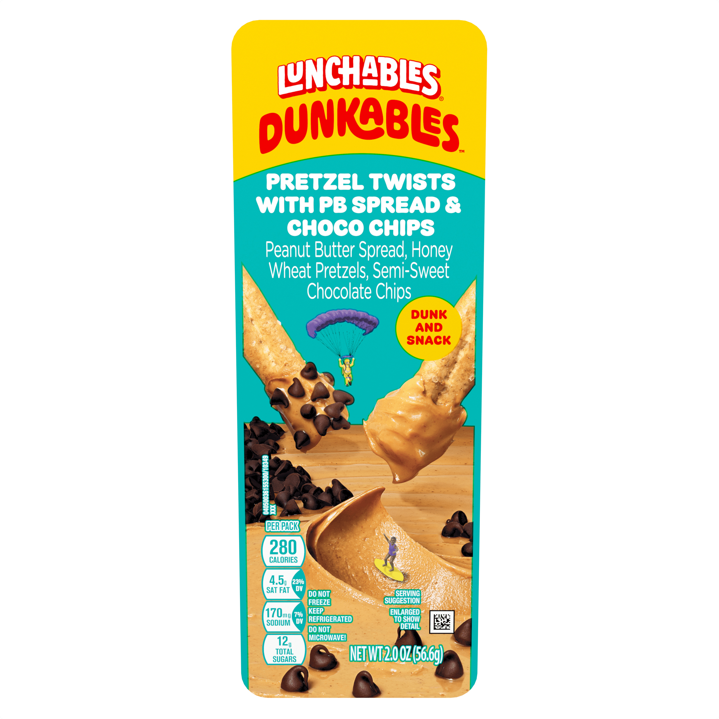 Dunkables Pretzel Twists with PB Spread & Choco Chips Snack Kit