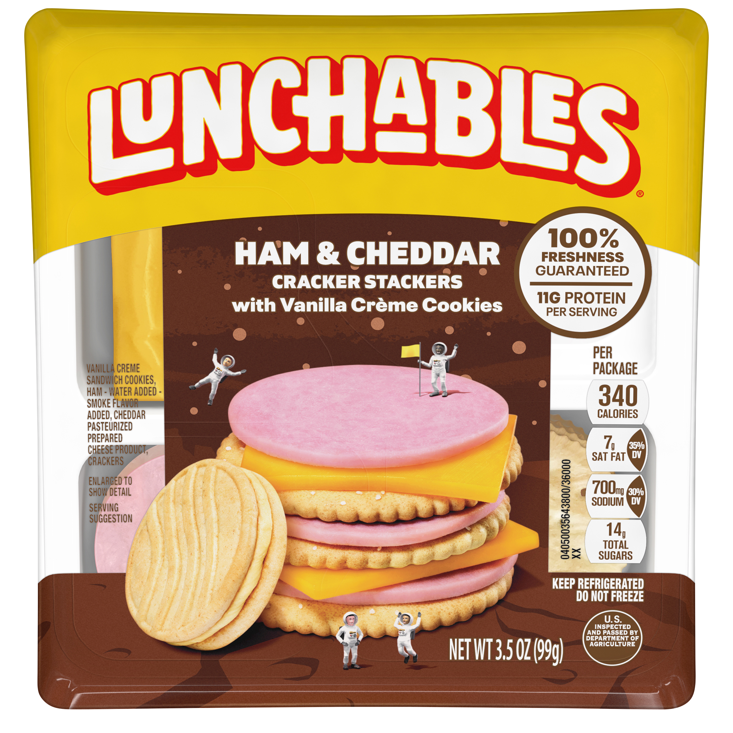 Ham & Cheddar Cheese Cracker Stackers Snack Kit with Vanilla Creme Cookies