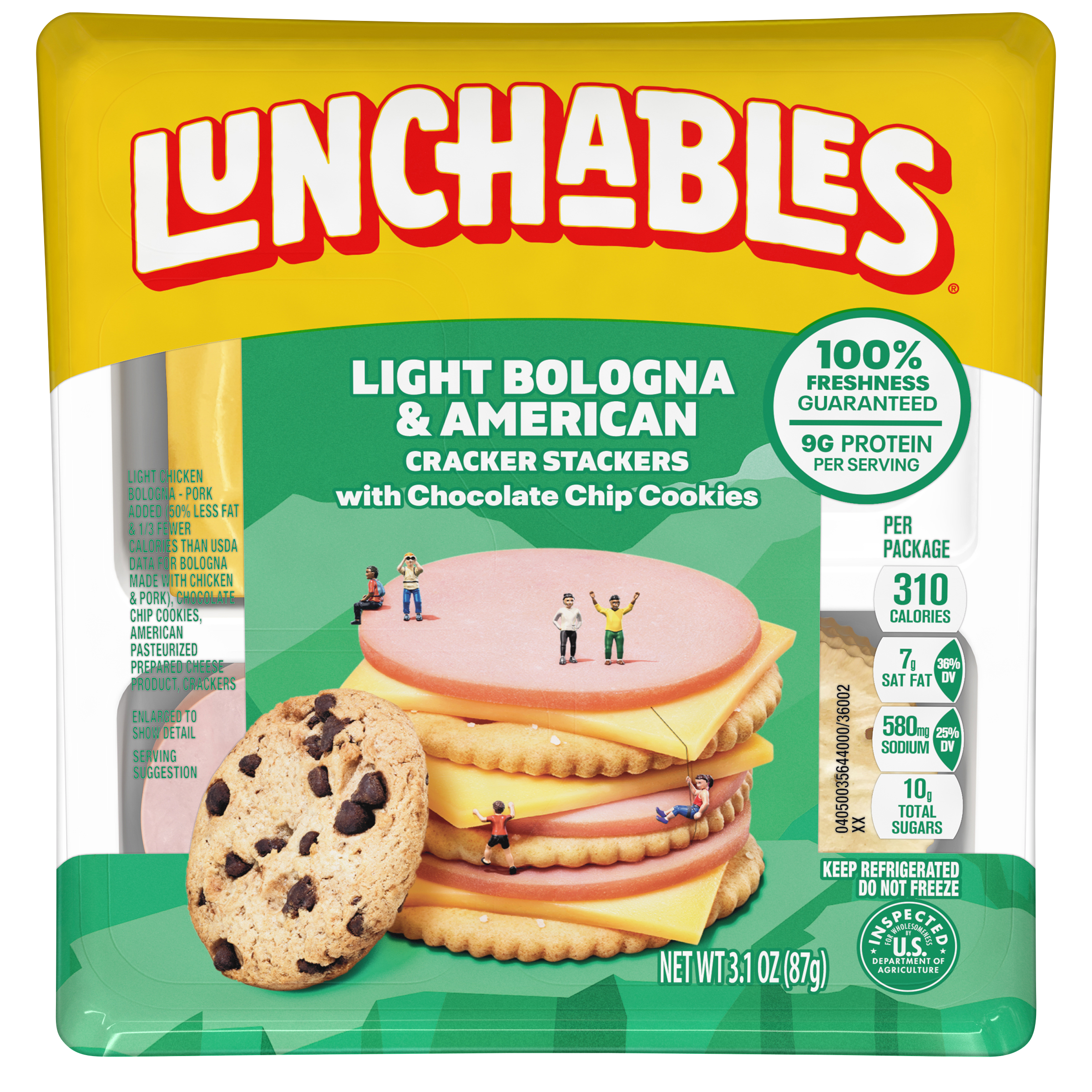 Light Bologna & American Cheese Cracker Stackers with Chocolate Chip Cookies Snack Kit