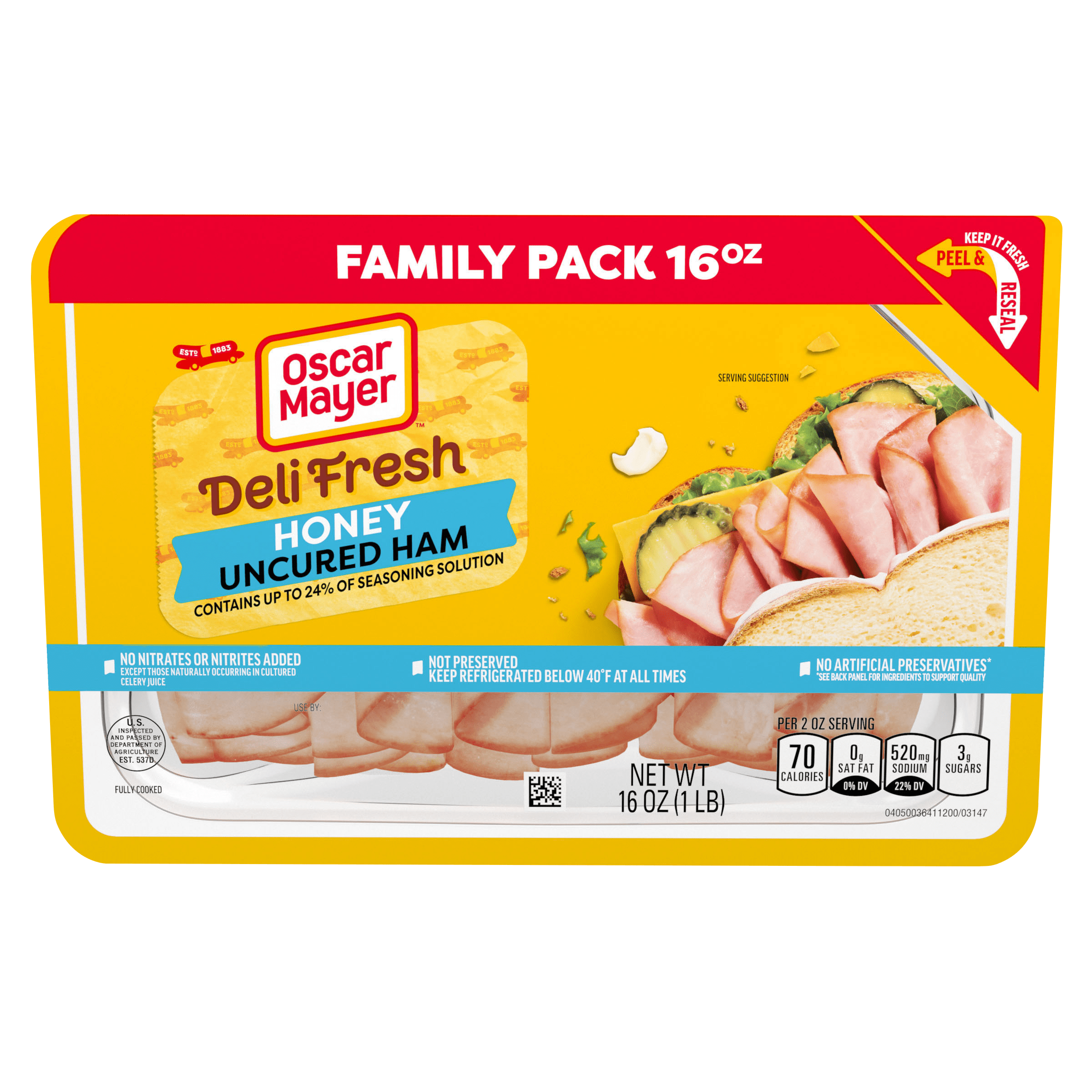 Honey Uncured Ham Sliced Lunch Meat Family Size