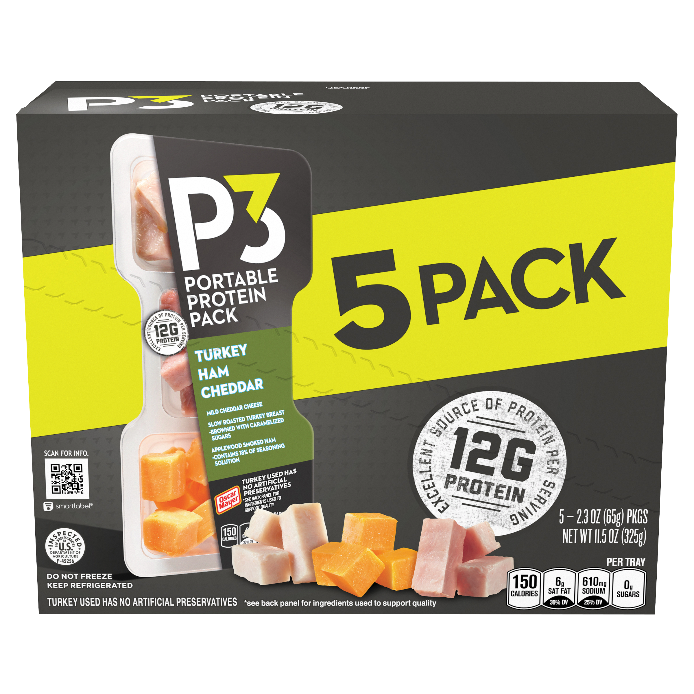 Portable Protein Pack with Turkey, Ham & Cheddar Cheese