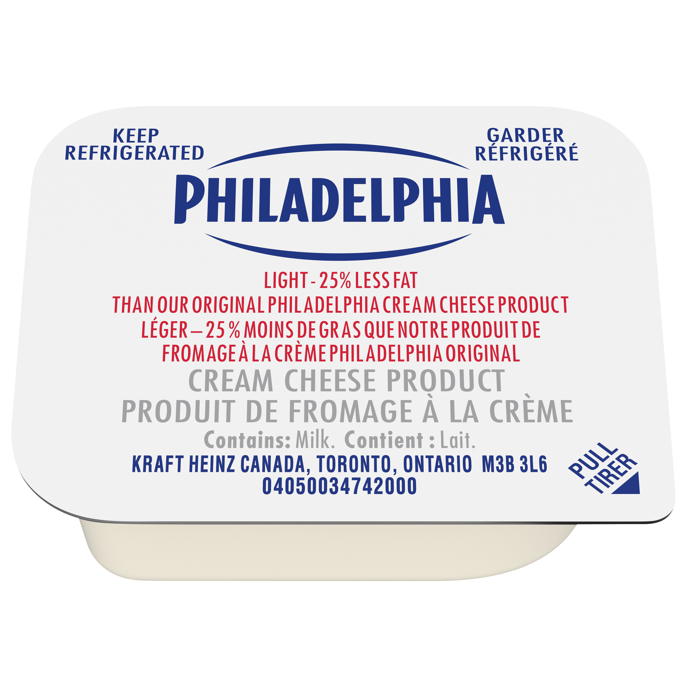 Philadelphia Light Cream Cheese Product, 18 g Single Serve Packages, 200 per Case