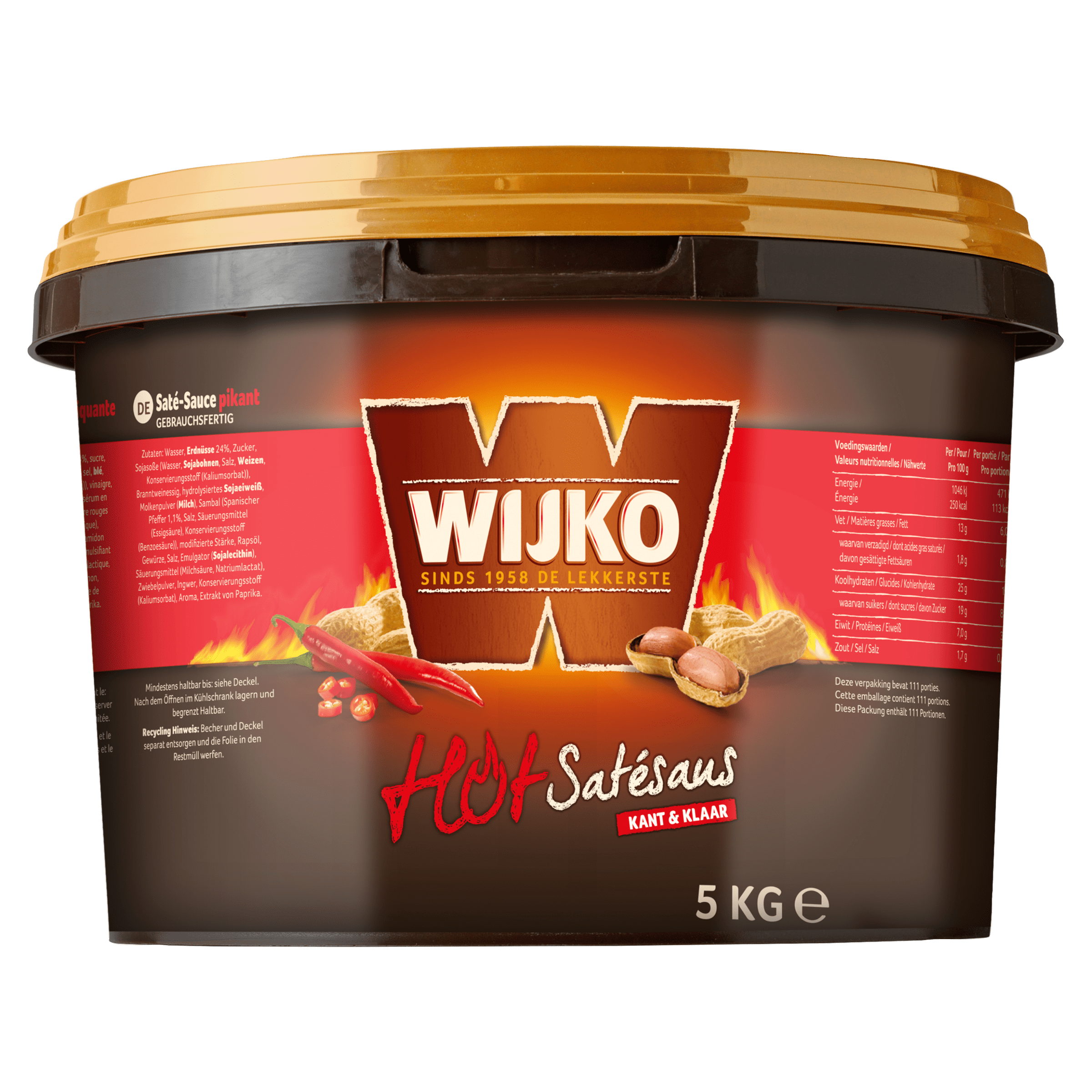 Hot Satésaus Kant en Klaar 5 kg Emmer