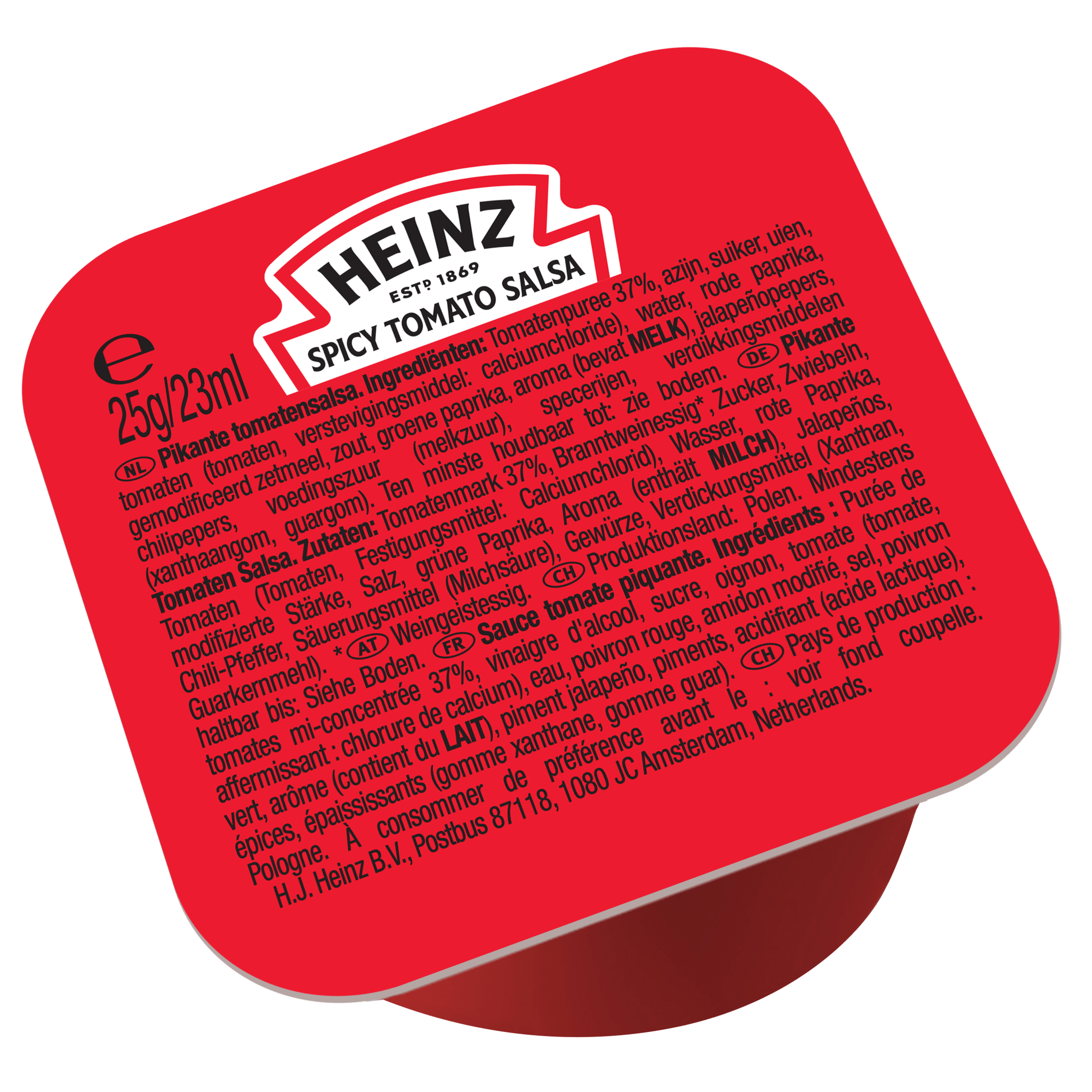 Tomato Salsa Hot 25 gr per cupje , doos 100 cupjes