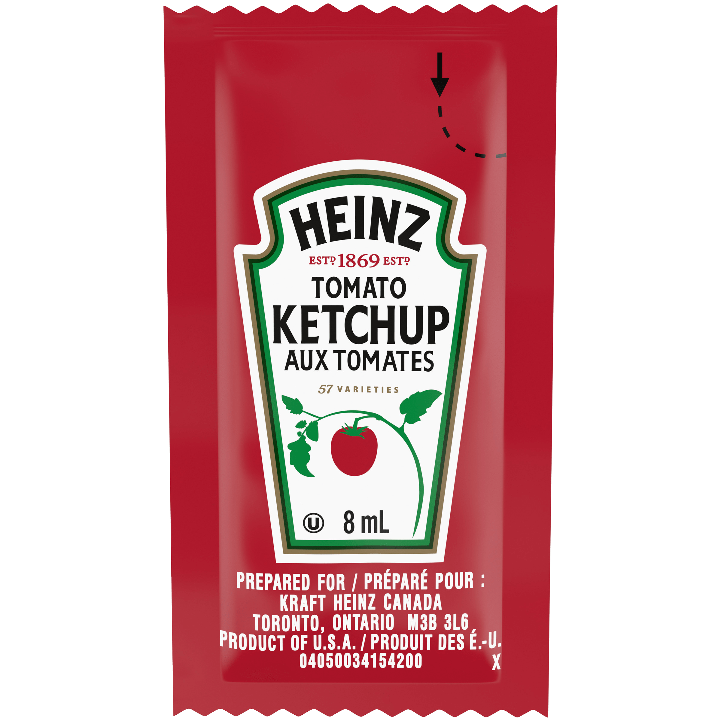 Ketchup aux tomates Heinz (500 x sachets de 8 ML)