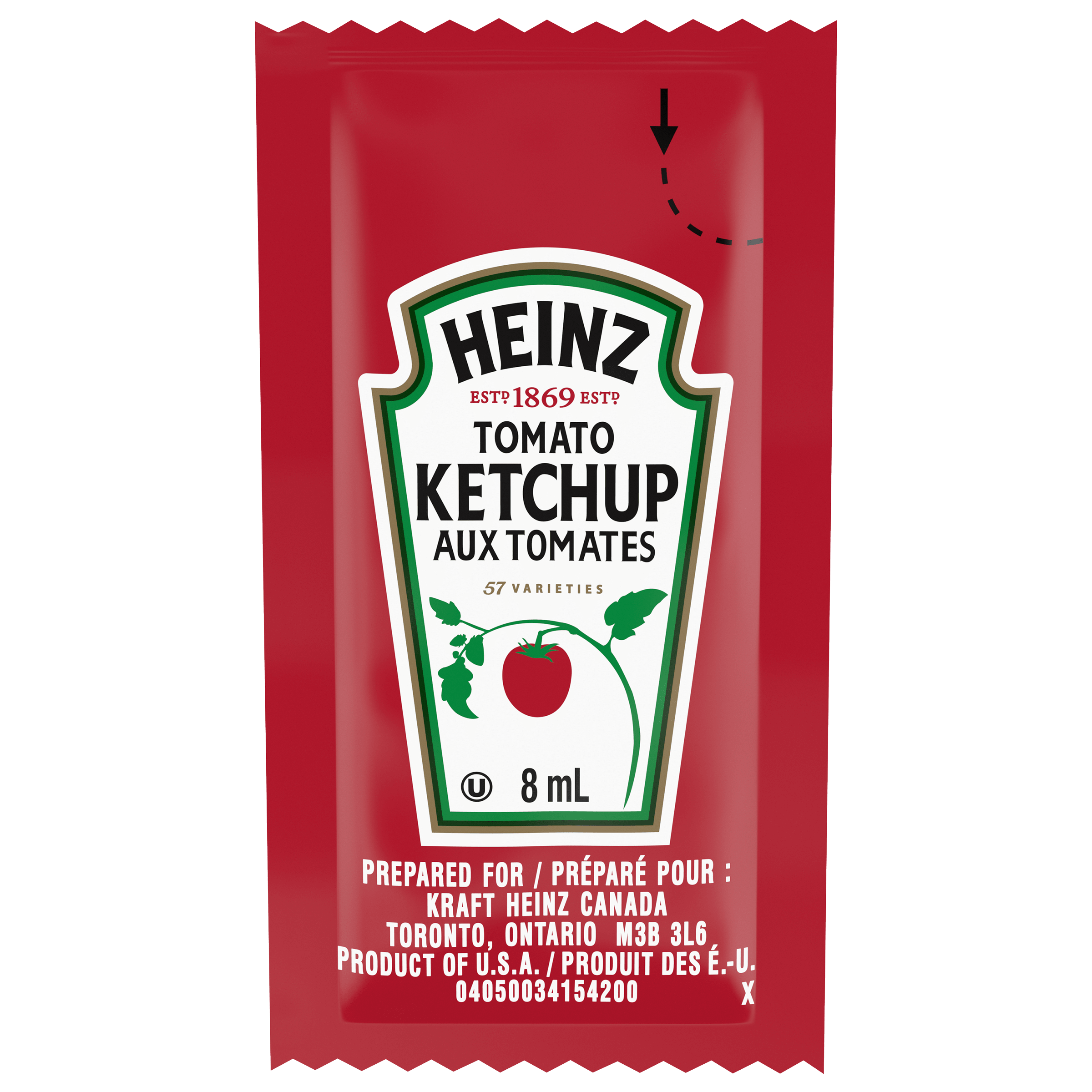Ketchup aux tomates Heinz (1000 x sachets de 8 ML)