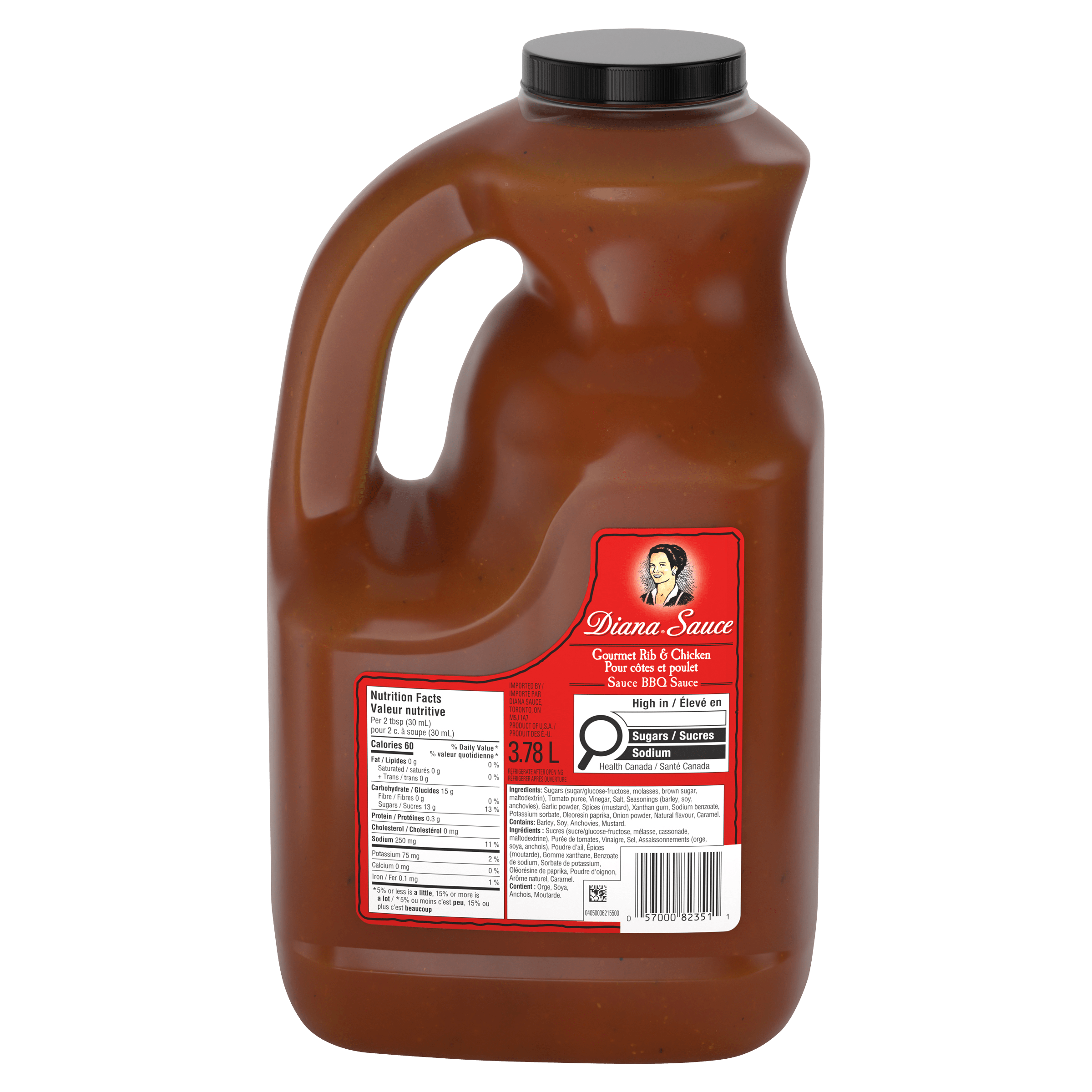 Sauce pour côtes et poulet barbecue Diana (2 x pot de 3,78 L)