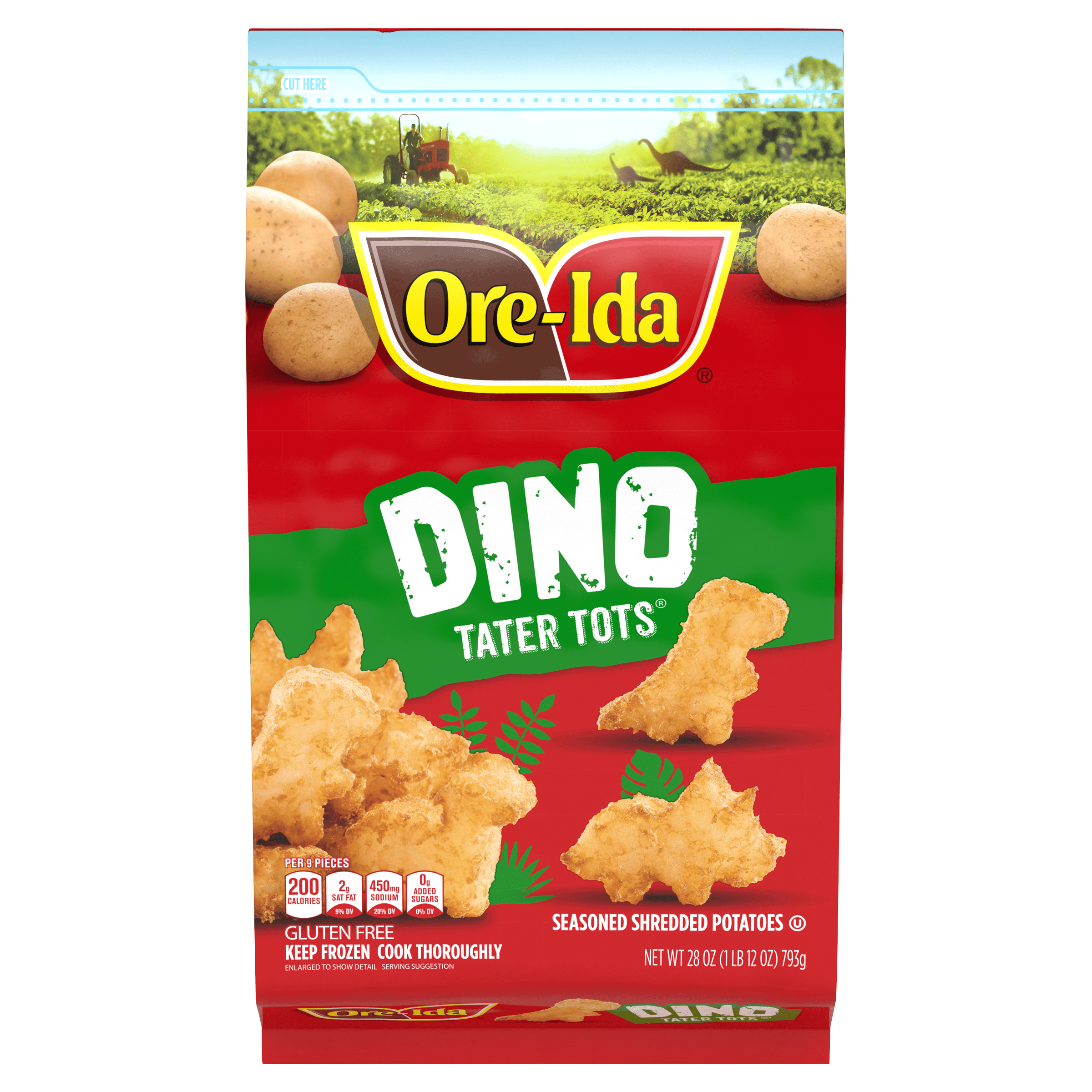 Dino Shaped Tater Tots Seasoned Shredded Potatoes