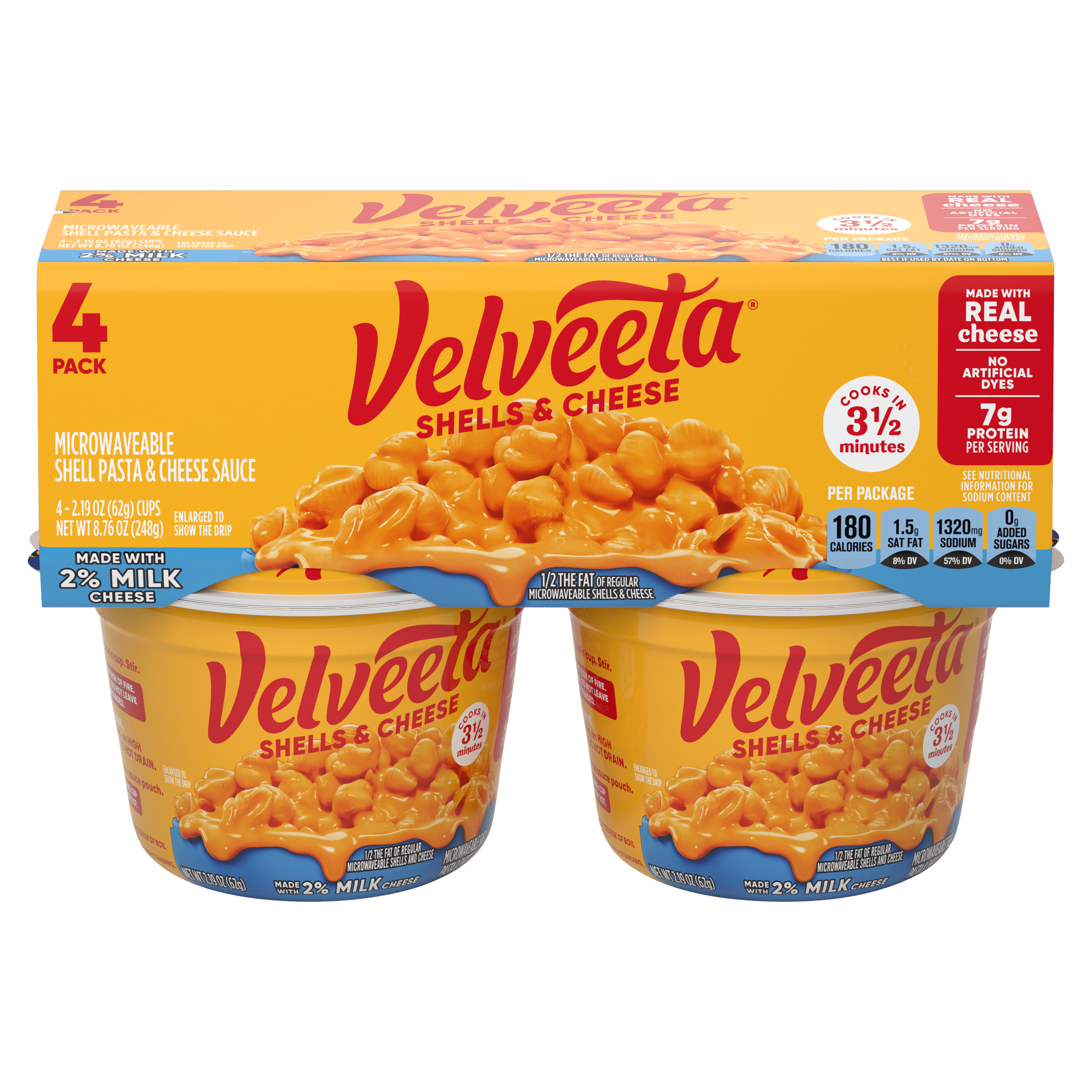 Shells & Cheese Microwavable Shell Pasta & Cheese Sauce with 2% Milk Cheese