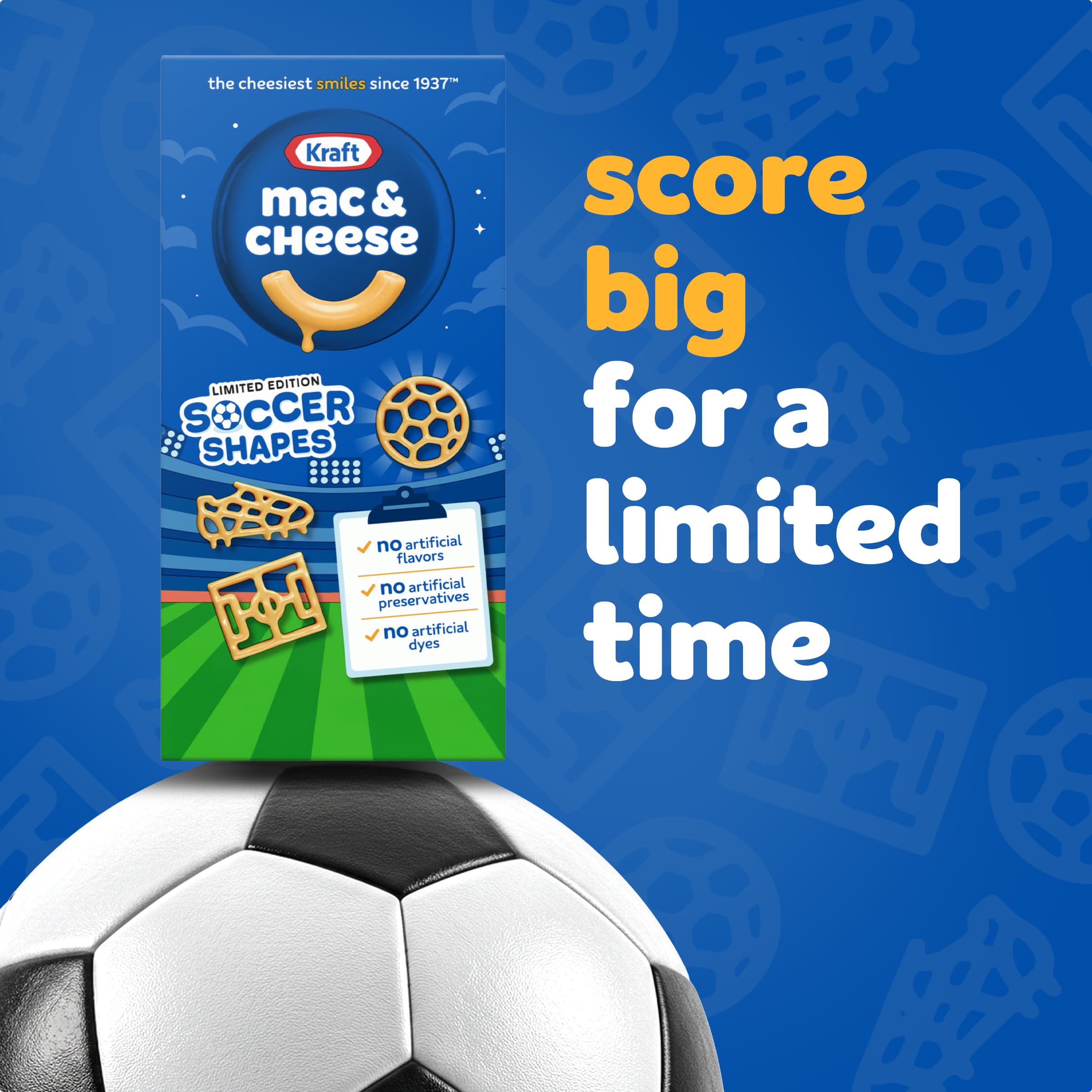 Mac & Cheese Macaroni and Cheese Dinner with Soccer Pasta Shapes