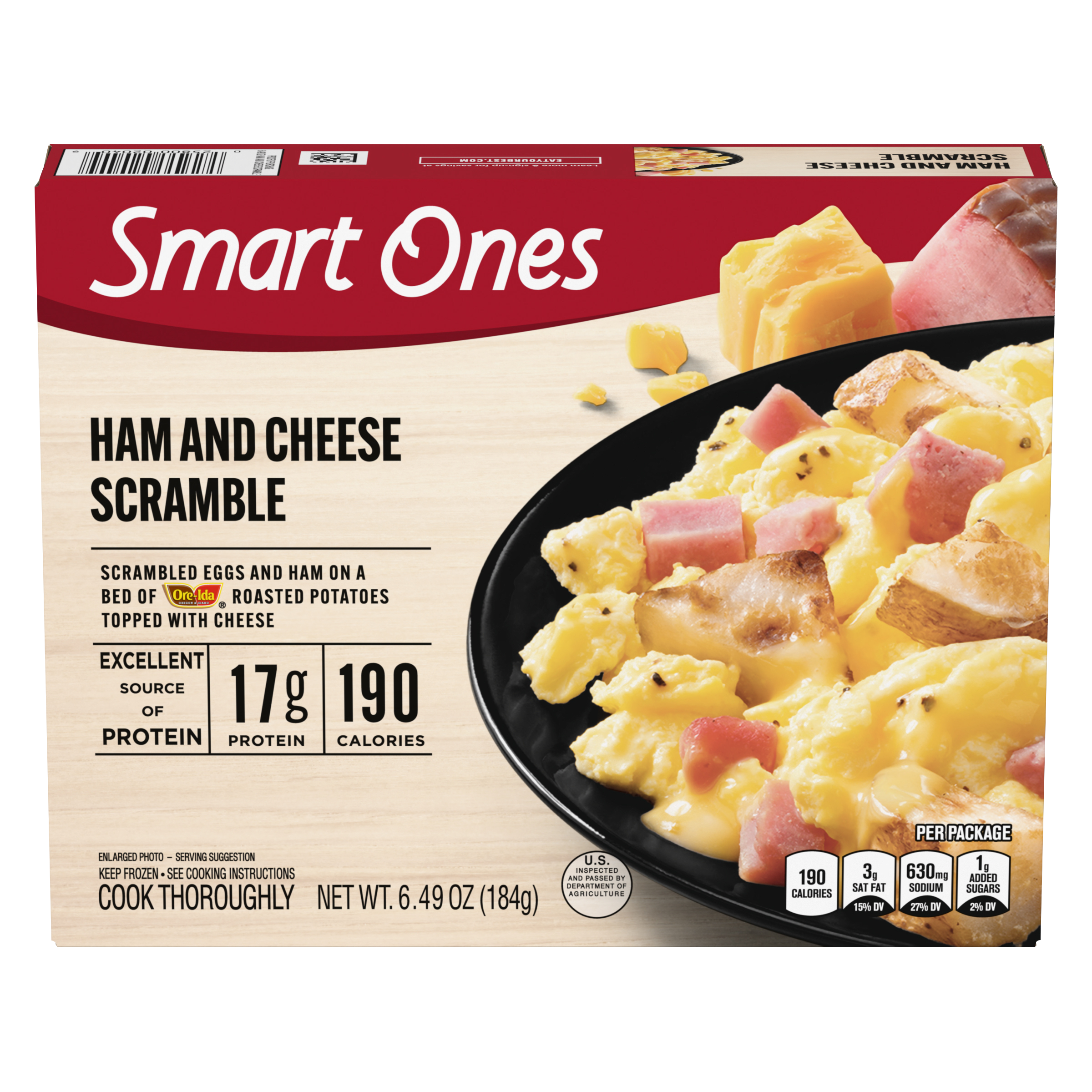 Ham & Cheese Scramble with Egg Whites, Ham, Potatoes & Cheese Frozen Meal