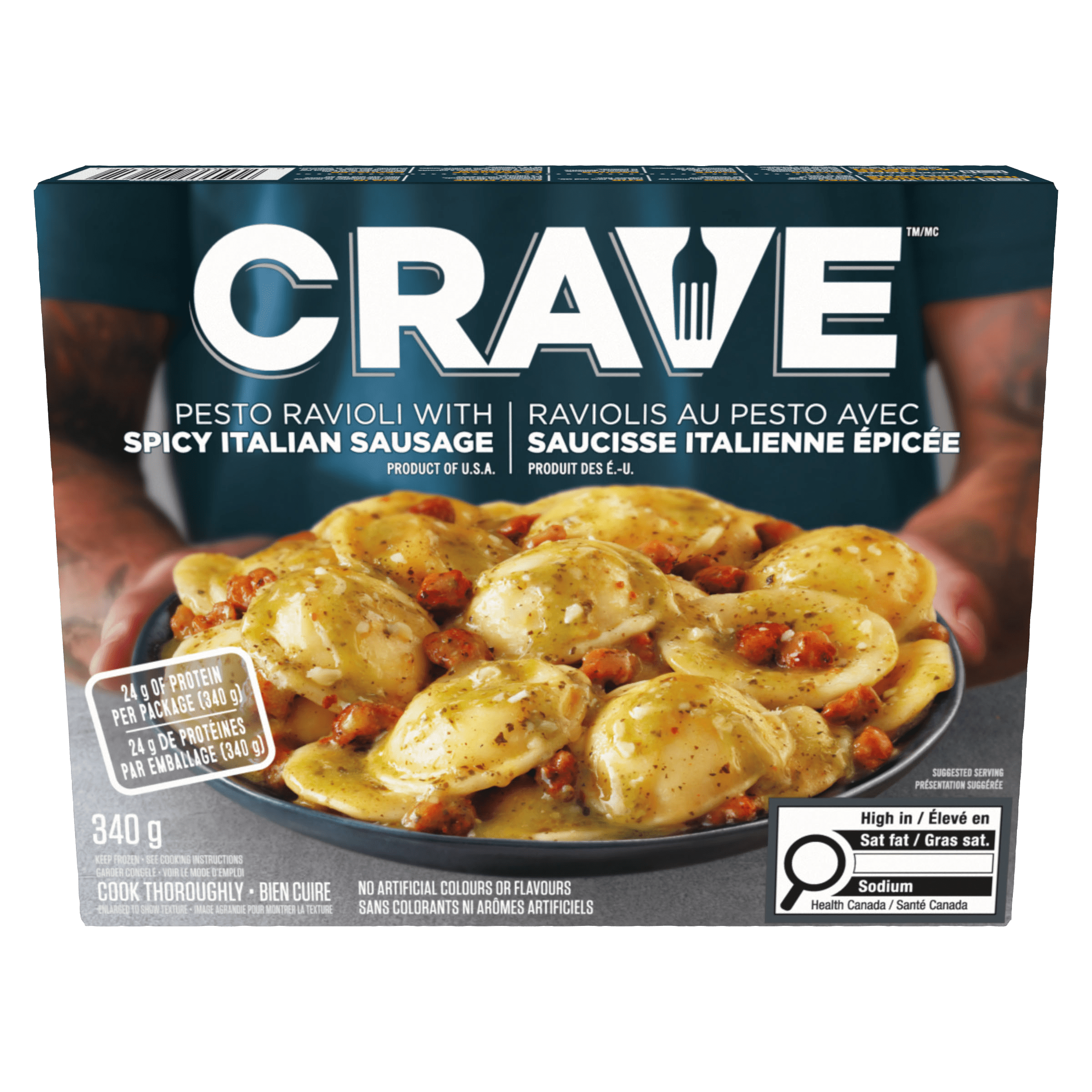 Pesto Ravioli With Spicy Italian Sausage