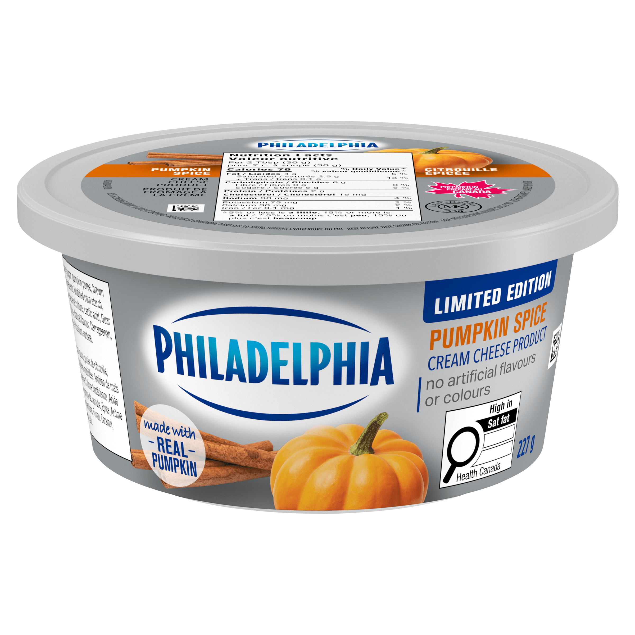 Produit de fromage à la crème Philadelphia aux épices de citrouille
