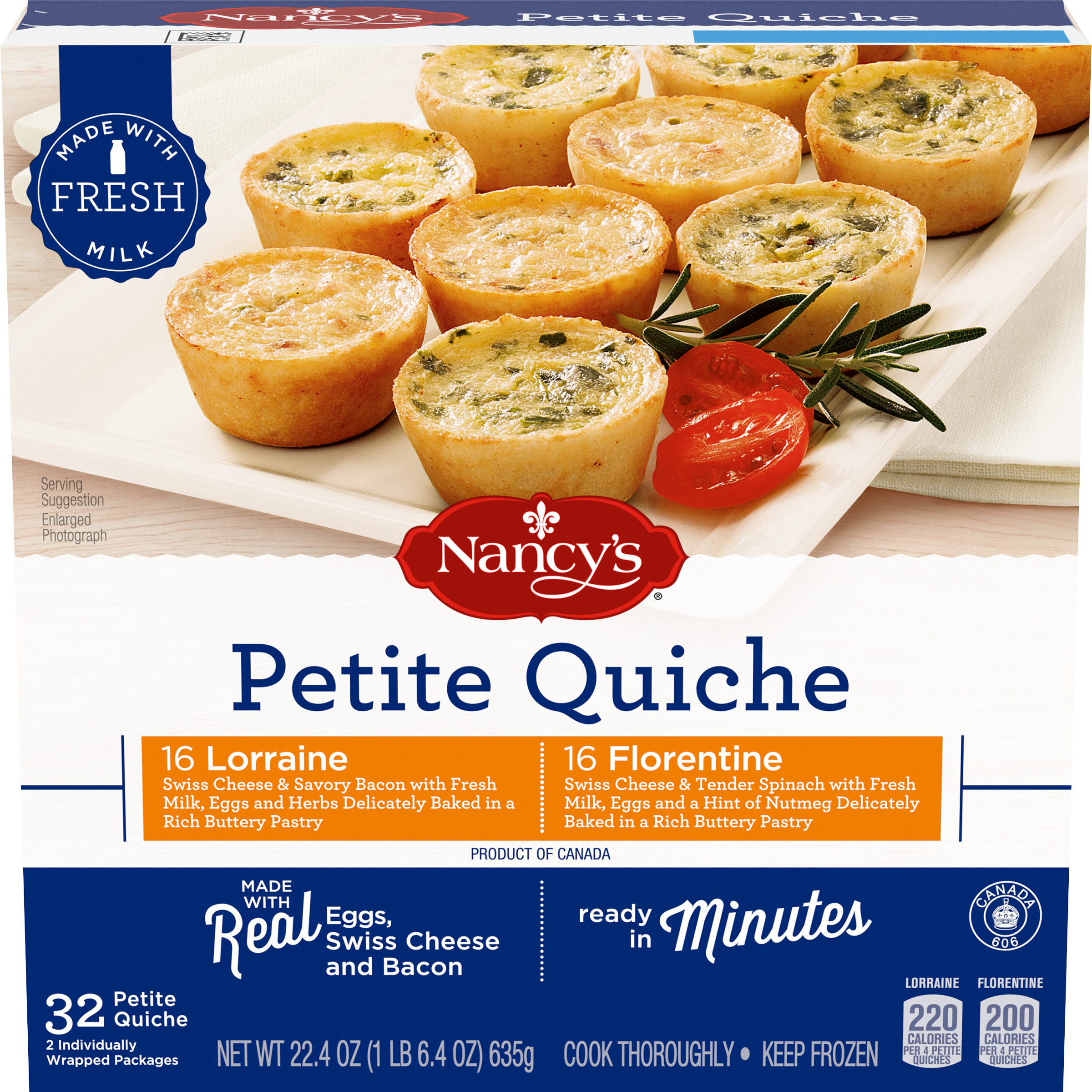Lorraine & Florentine Petite Quiche Frozen Snacks Variety Pack