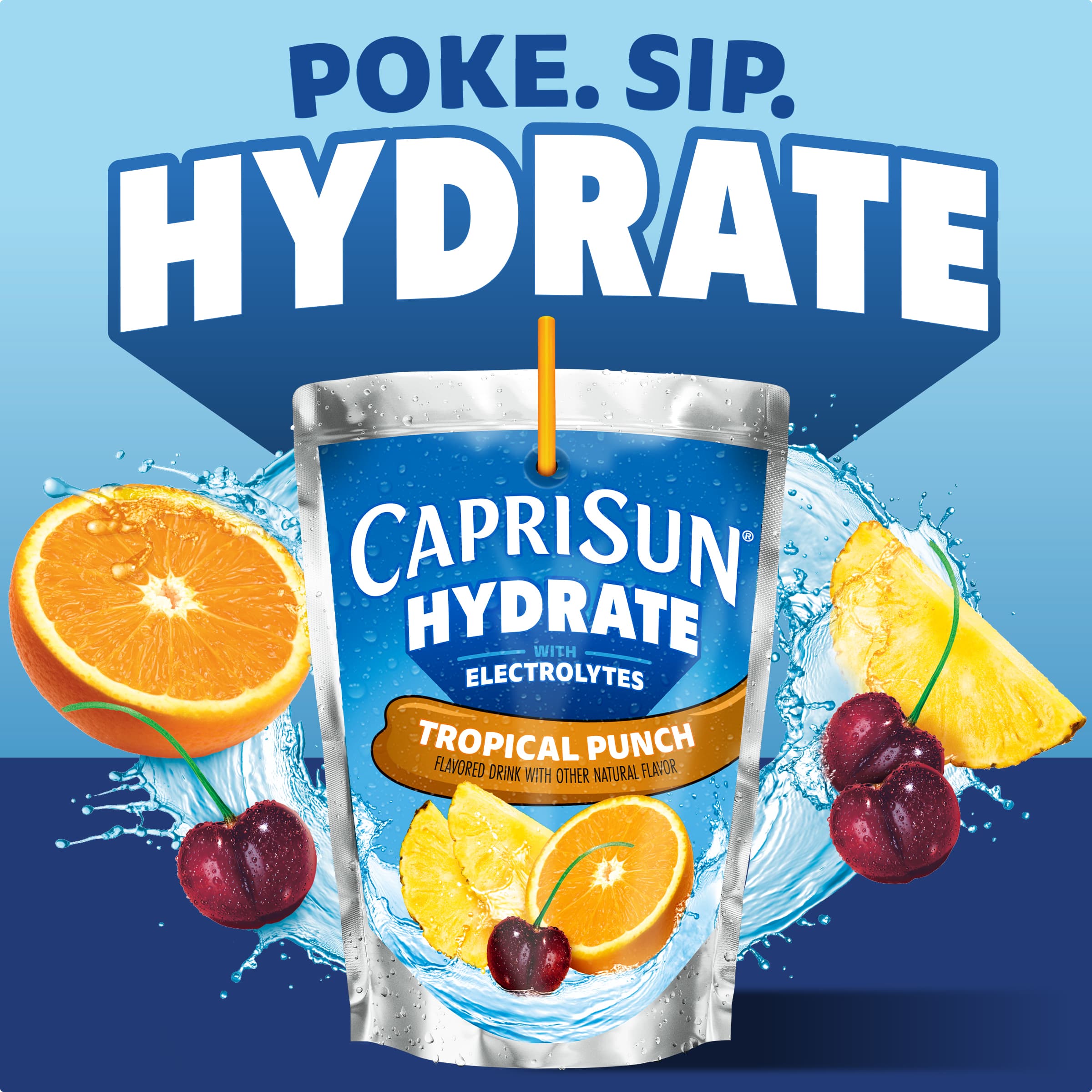 Hydrate Tropical Punch Flavored Drink with Electrolytes and Vitamin E