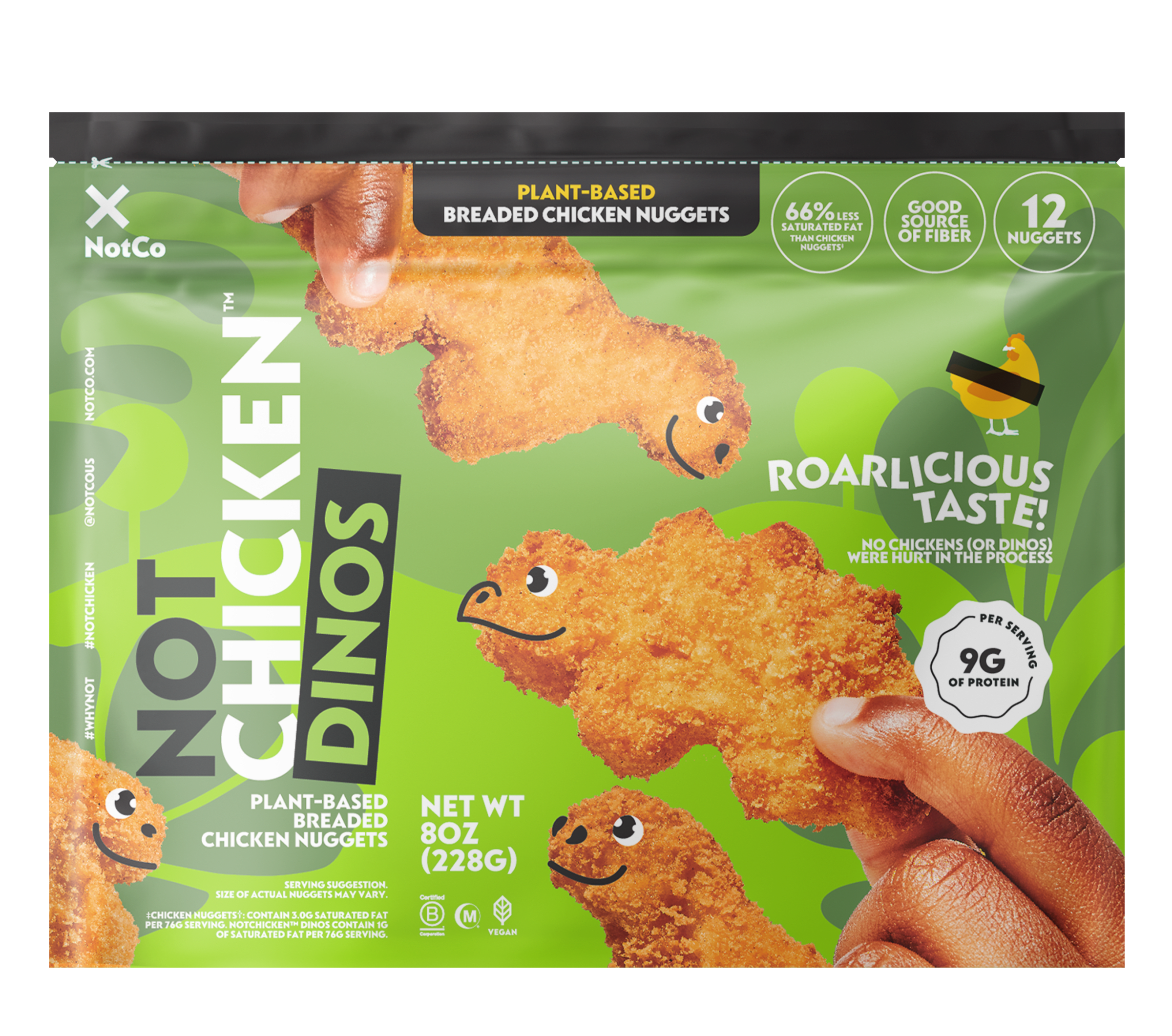 NotChicken Dinos Frozen Plant-Based Breaded Chicken Nuggets