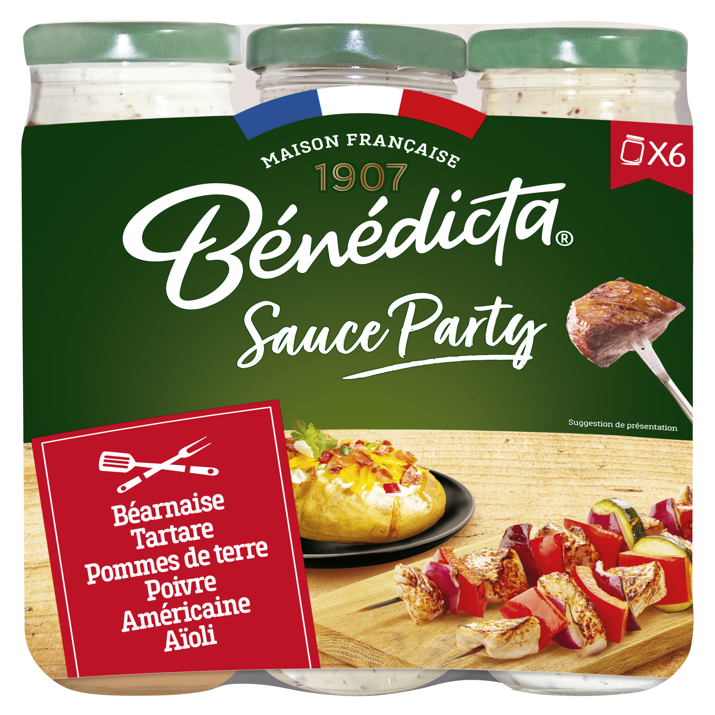 Bénédicta Kit Sauces Culinaires "Sauce Party" (Béar/Tart/Pdt/Poiv/Amér/Aïoli)