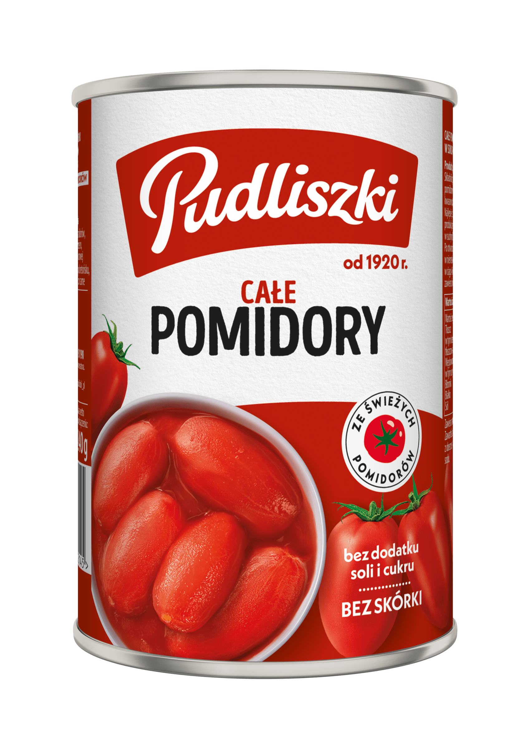 Pomidory całe bez skórki w soku pomidorowym 400 g