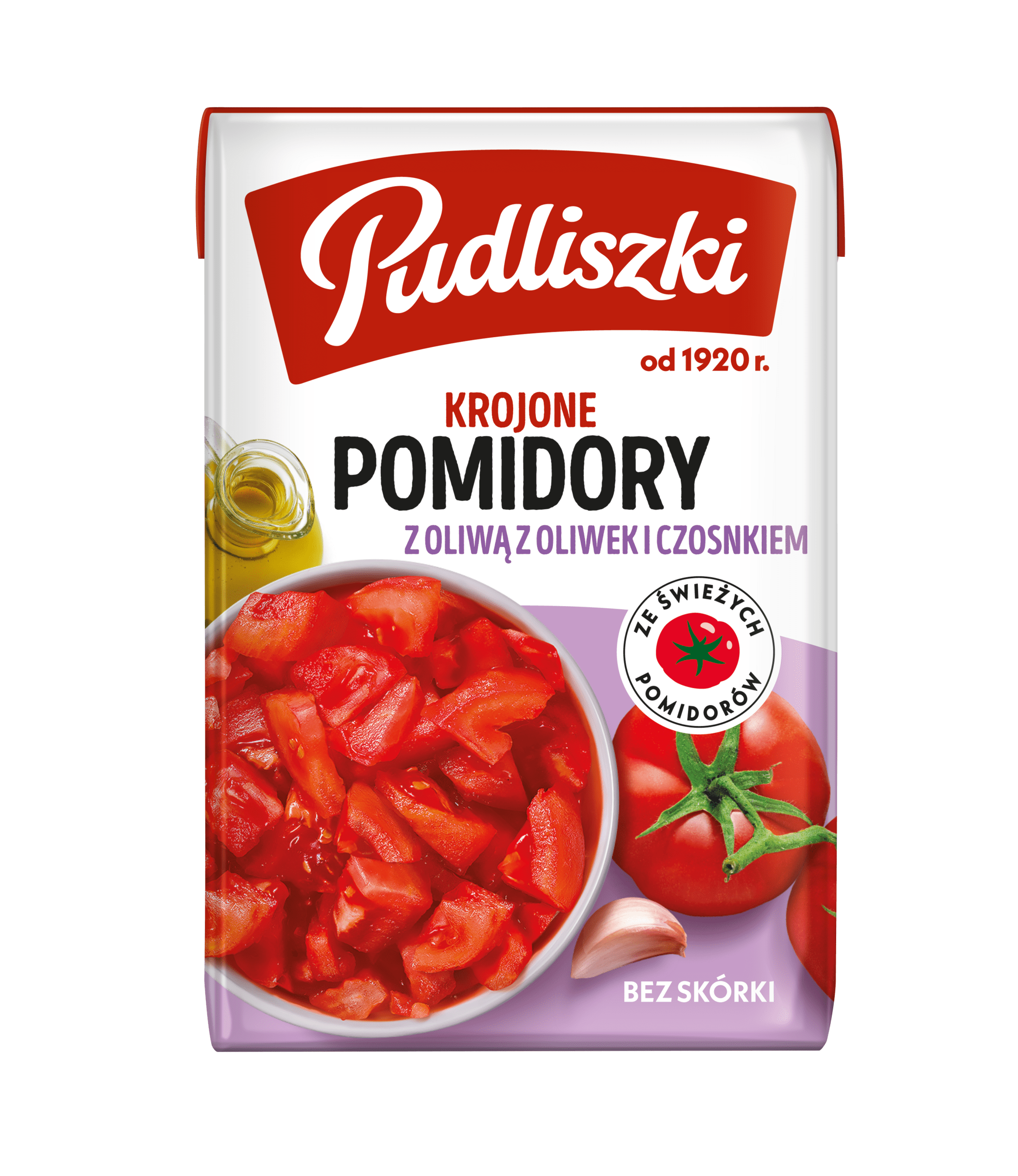 Pomidory krojone z oliwą z oliwek i czosnkiem 390 g