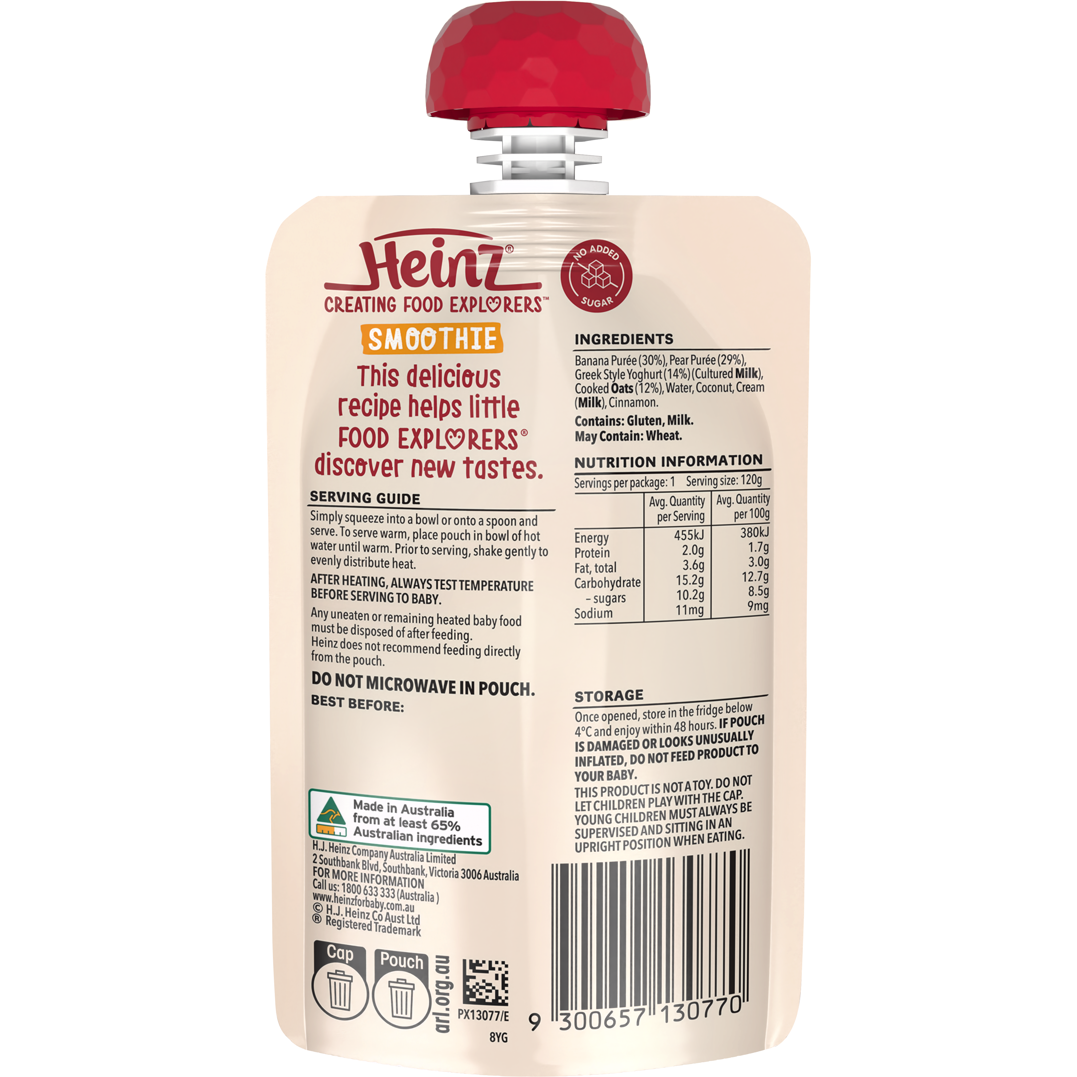Heinz® Smoothie Banana, Pear & Oat + Greek Style Yogurt 8+ months 120g