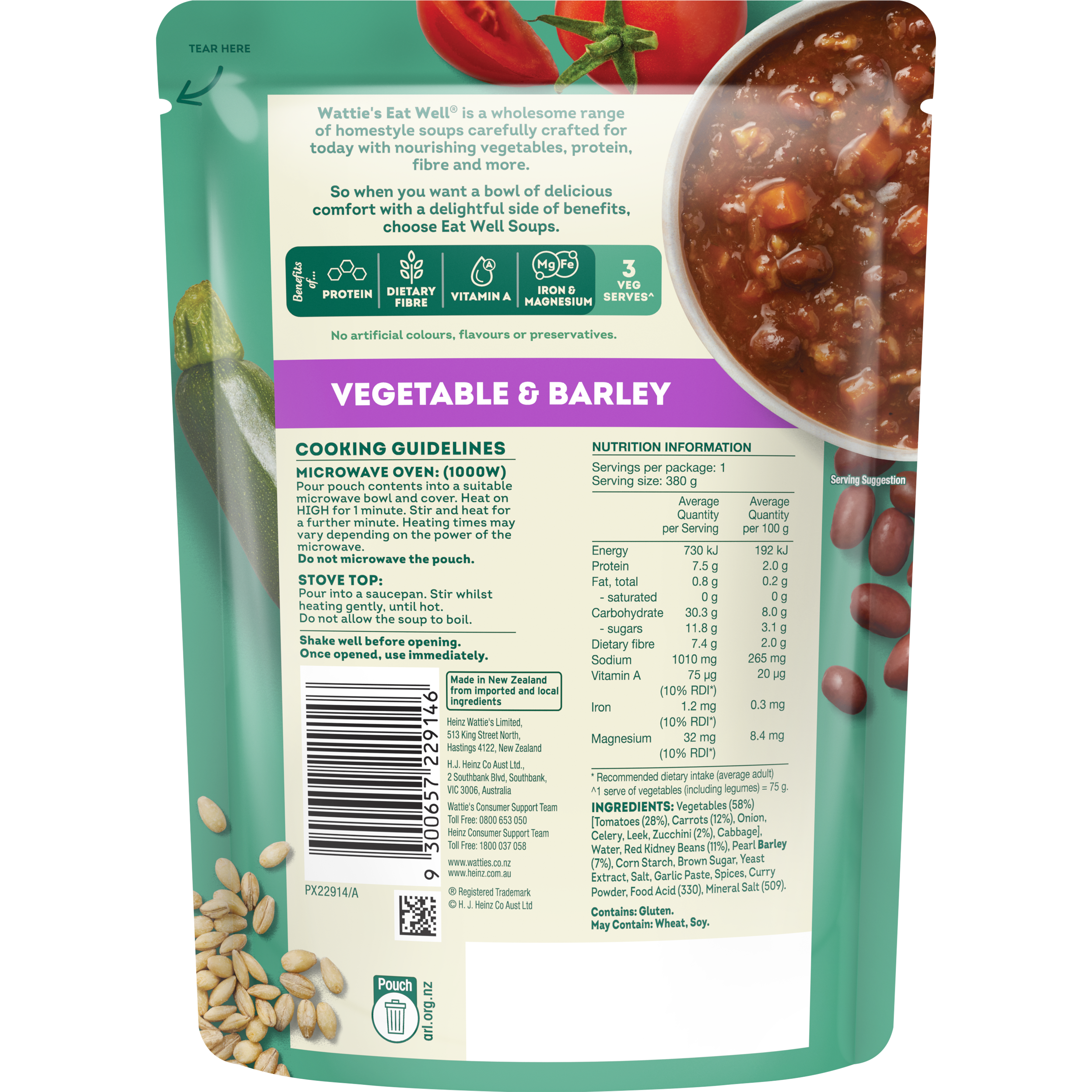 Wattie's Eat Well® Vegetable & Barley Soup 380g